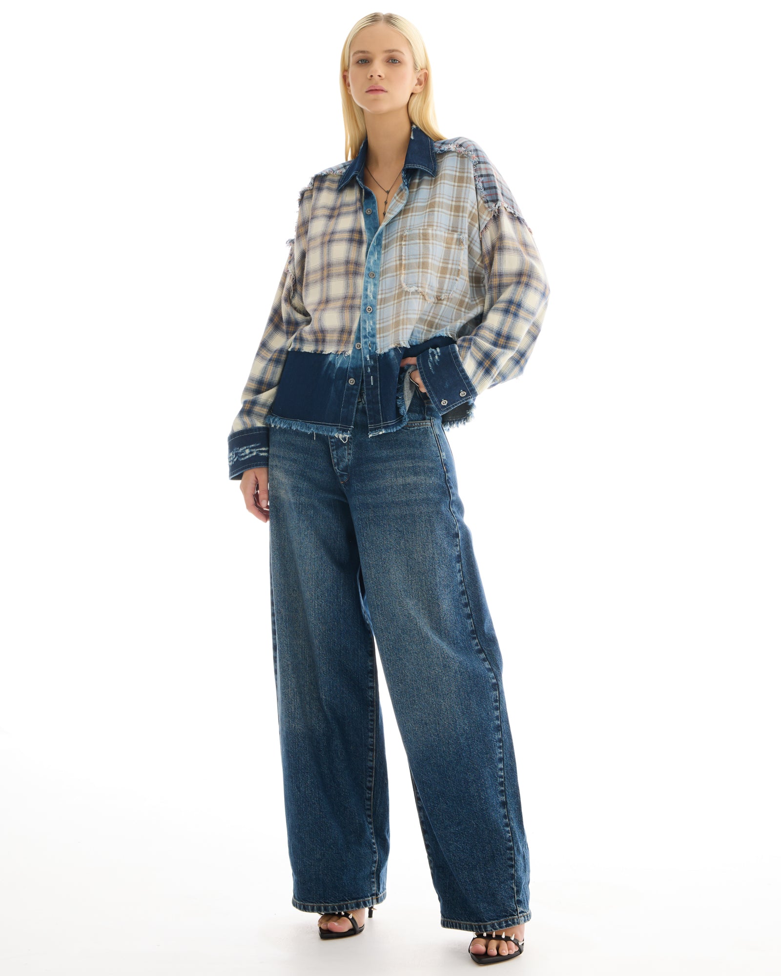 Mixed Flannel And Denim Shirt THE TALES