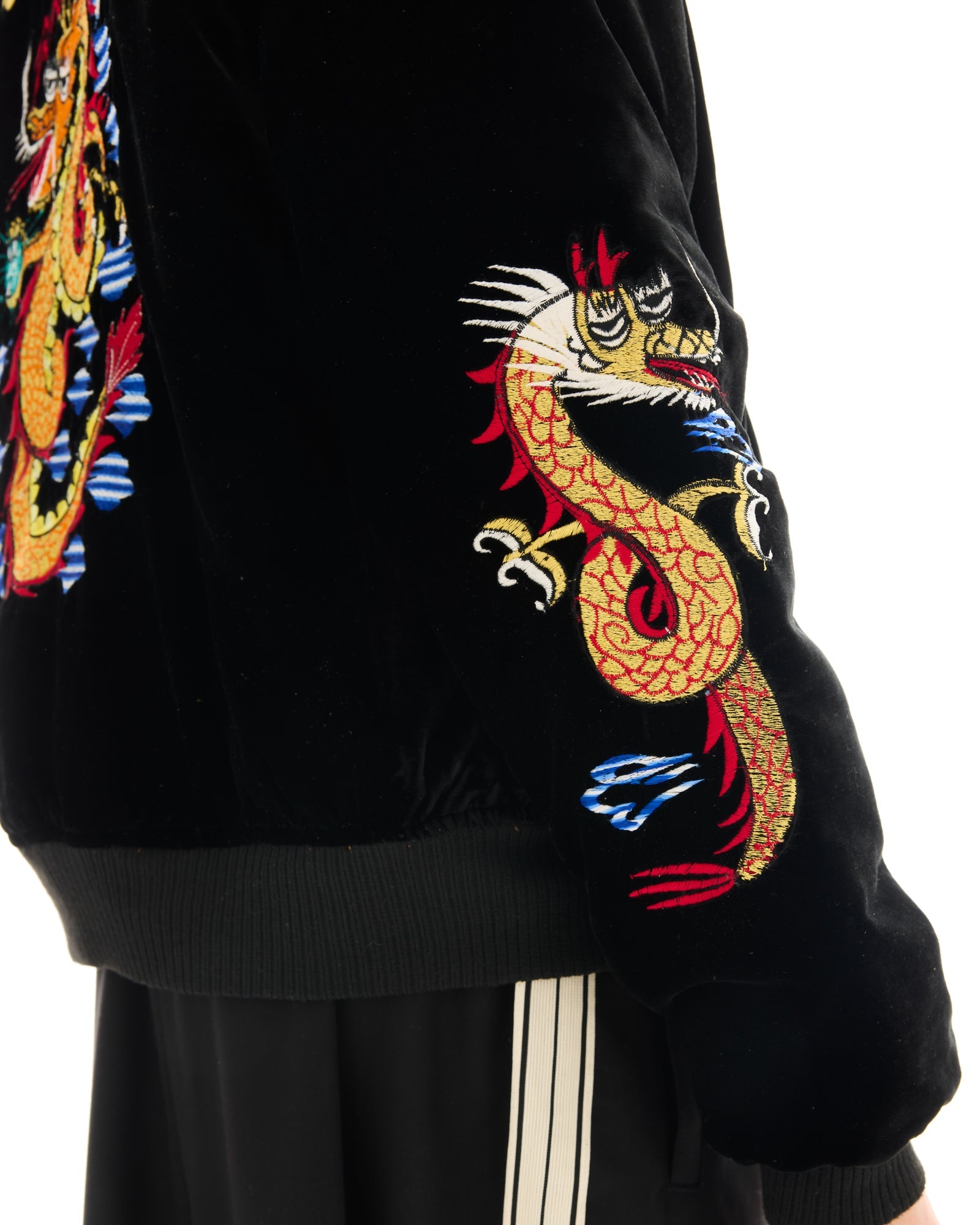 Tokyo Dragon Embroidered Velvet Bomber Jacket by THE TALES - product photo