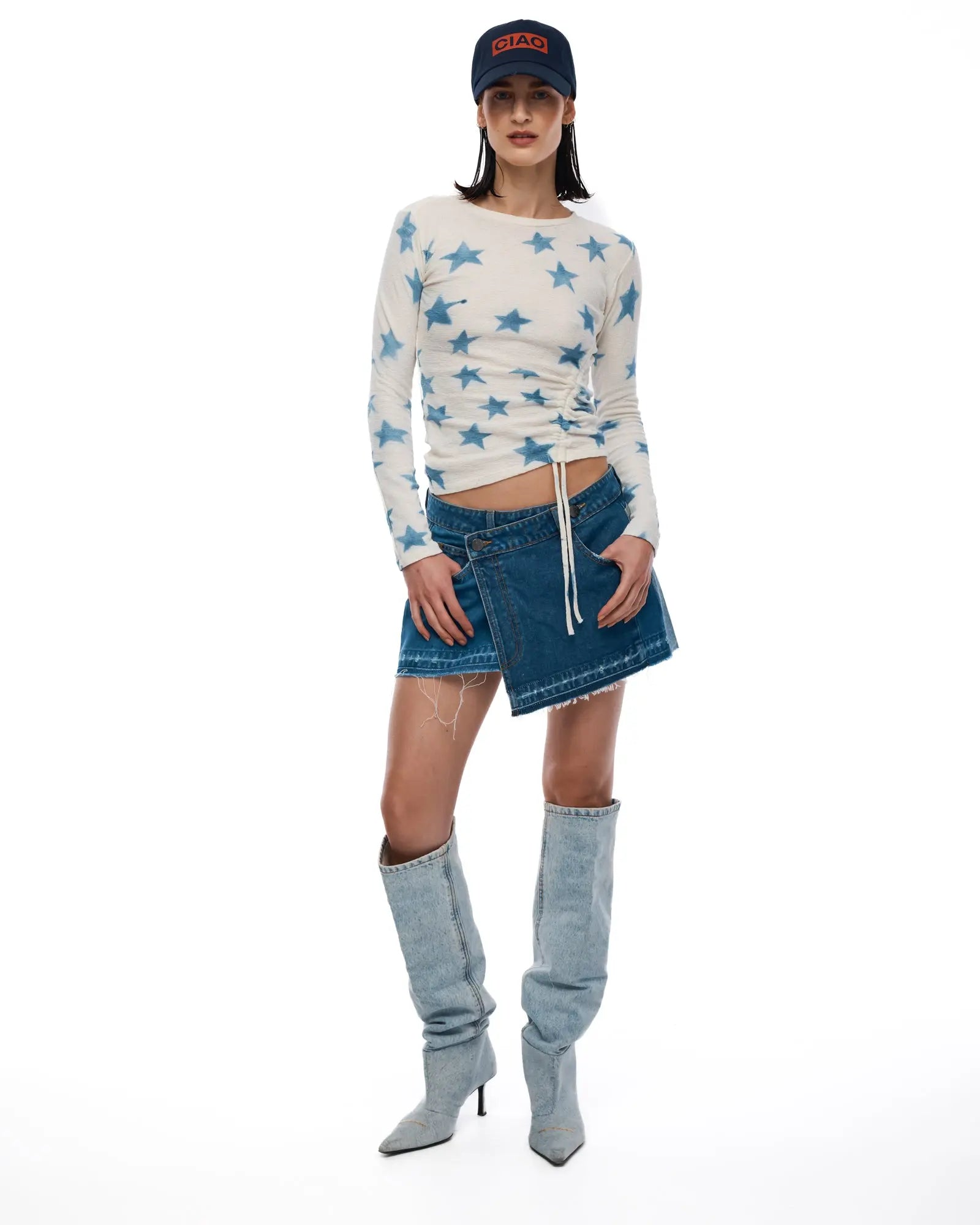 Smudge Star Hemp Ruched Top by THE TALES - detail view