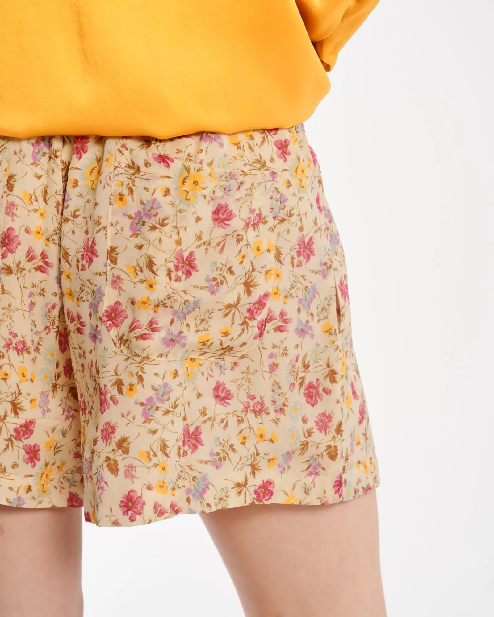 Florence Bloom Crepe Shorts by THE TALES - close-up detail