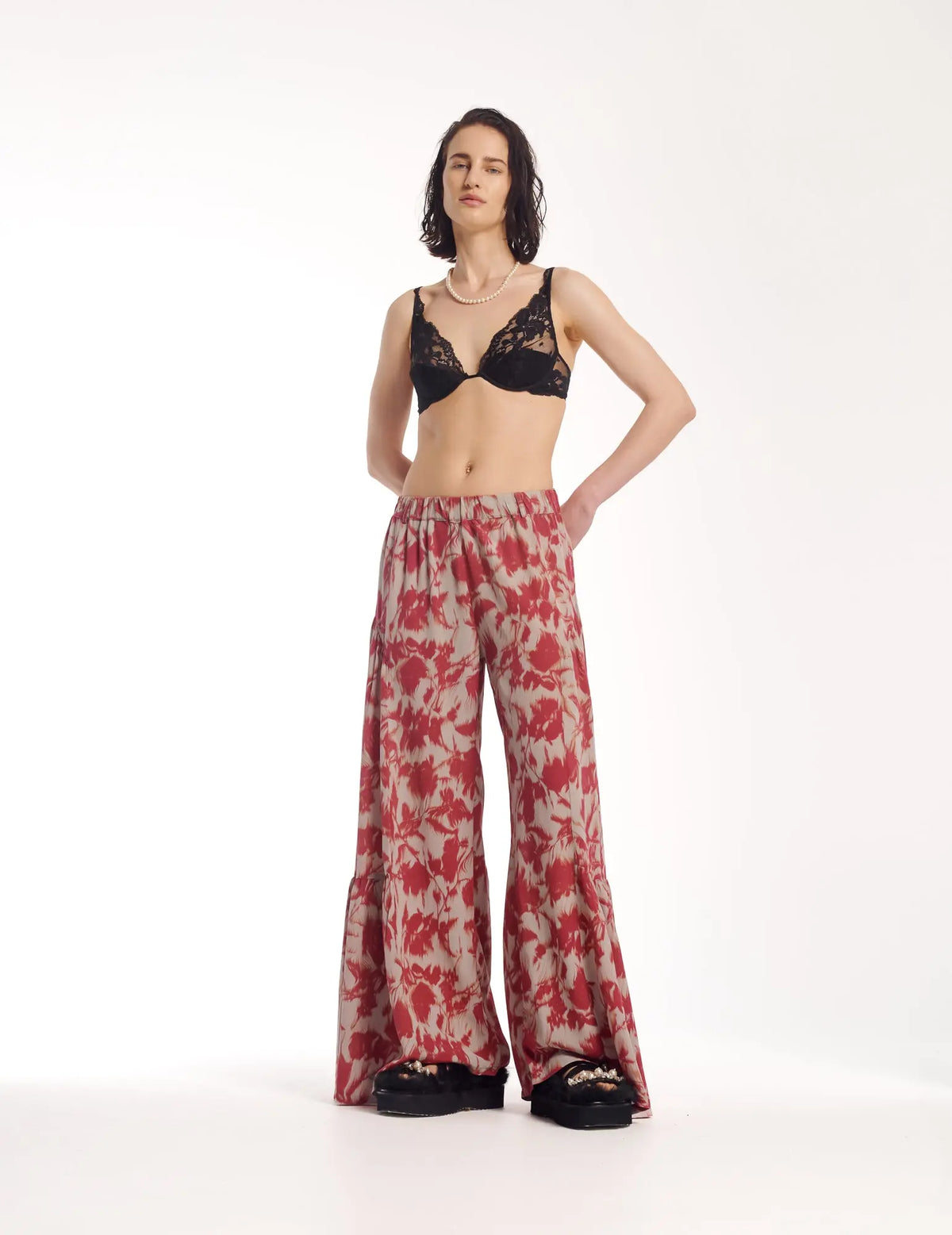 Italian Rose Crepe Florence Pants by THE TALES - front view