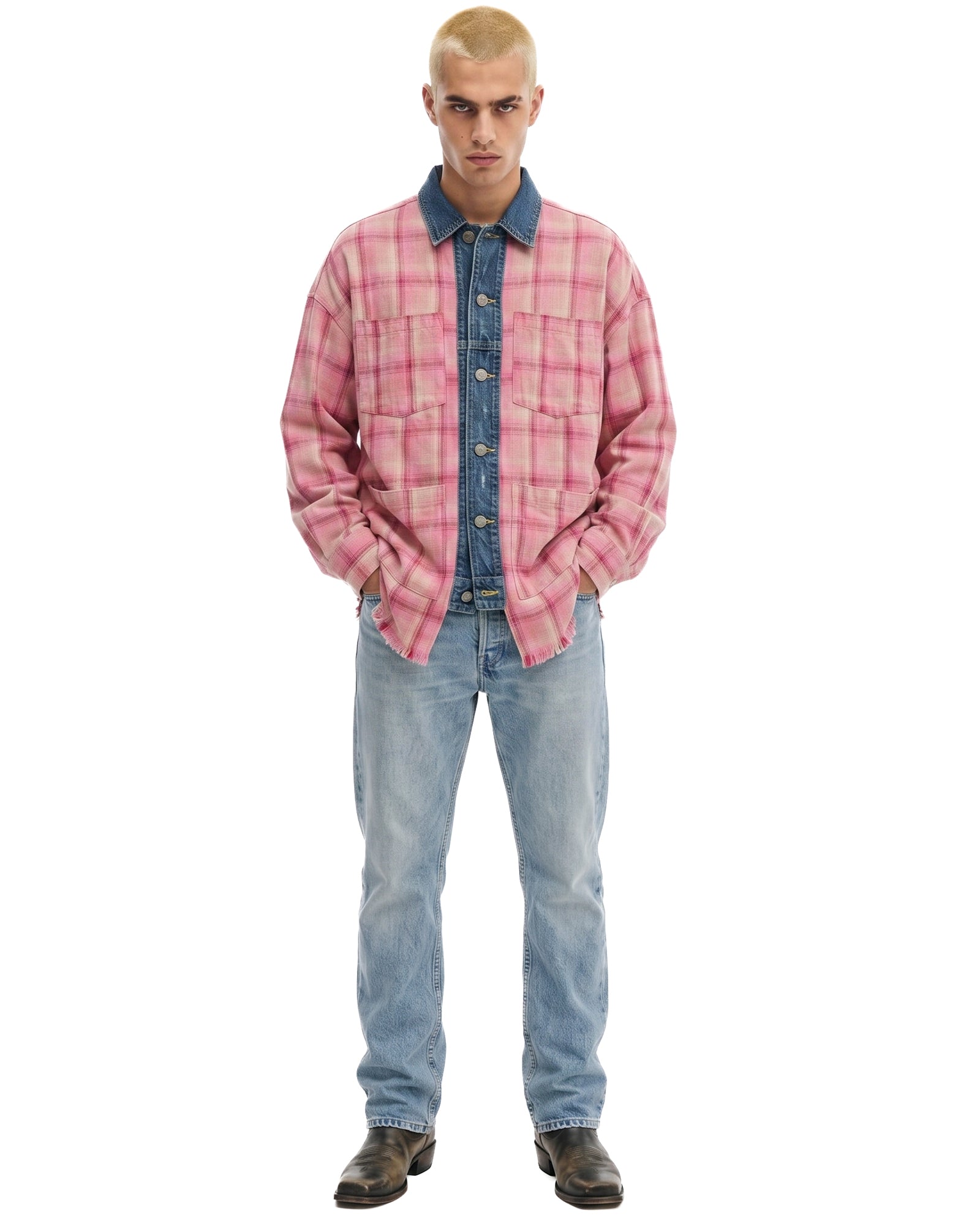 Utility Flannel And Denim Shirt