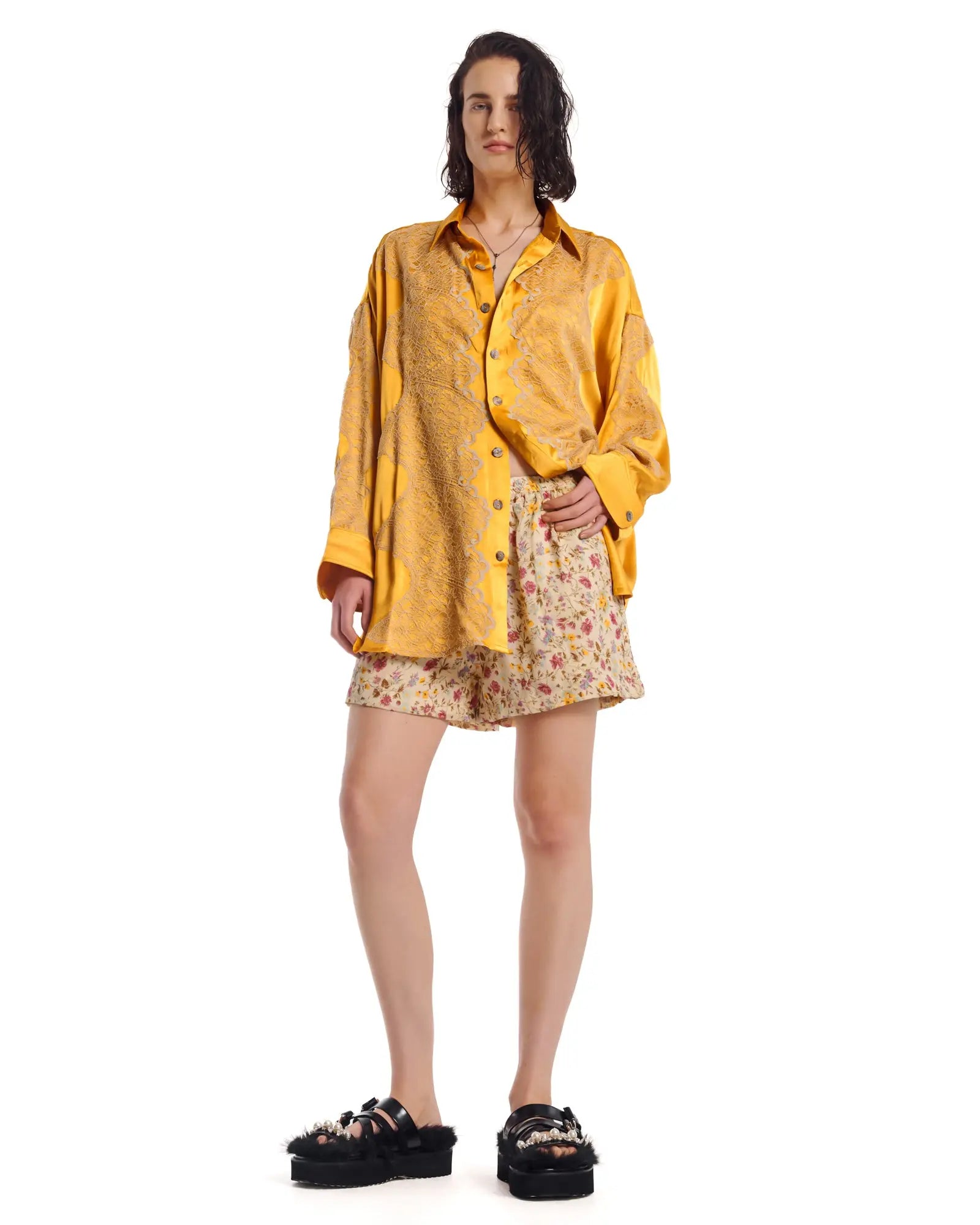 Florence Bloom Crepe Shorts by THE TALES - side view