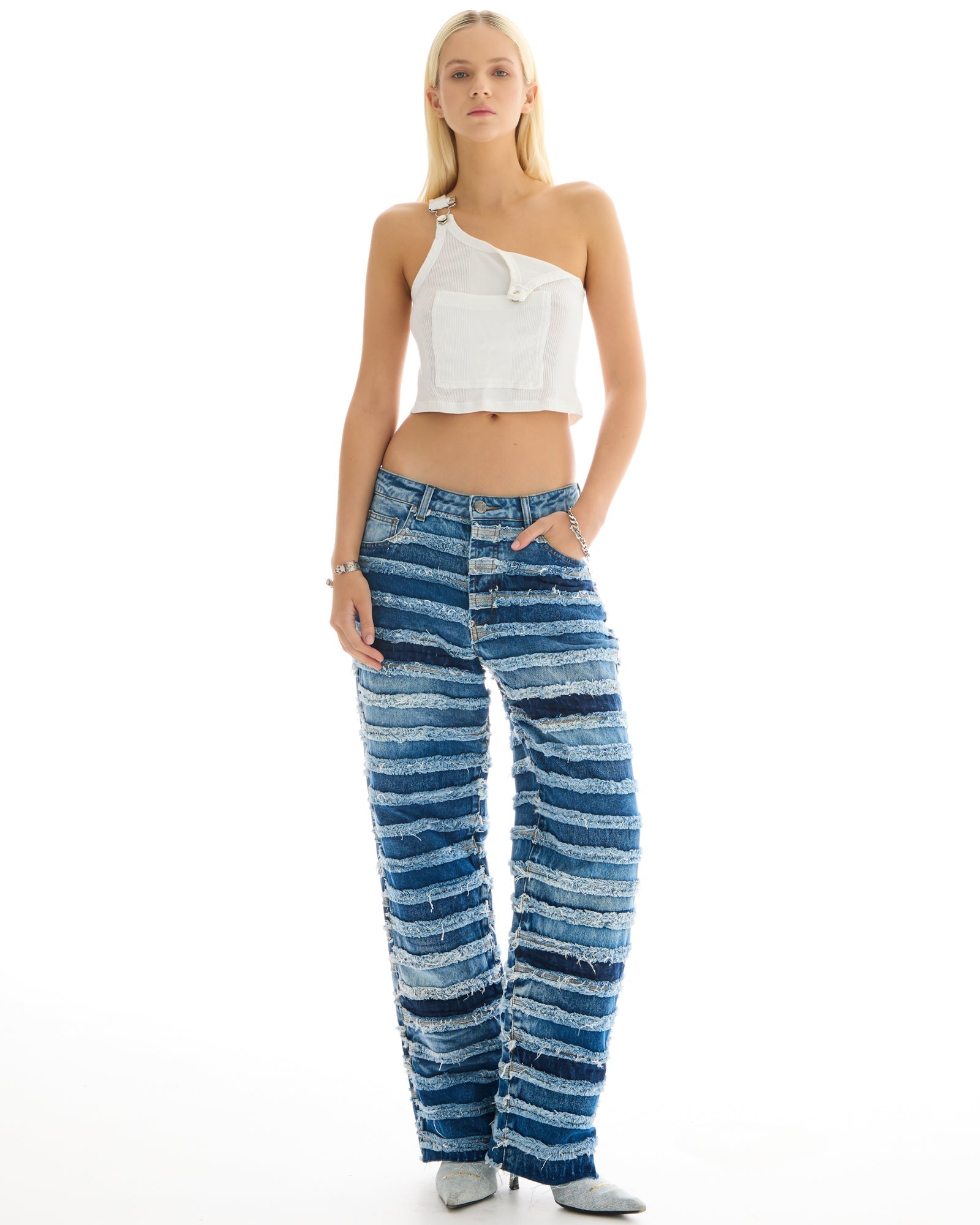 The Tales Reworked Panelled Denim Jeans by THE TALES - back view