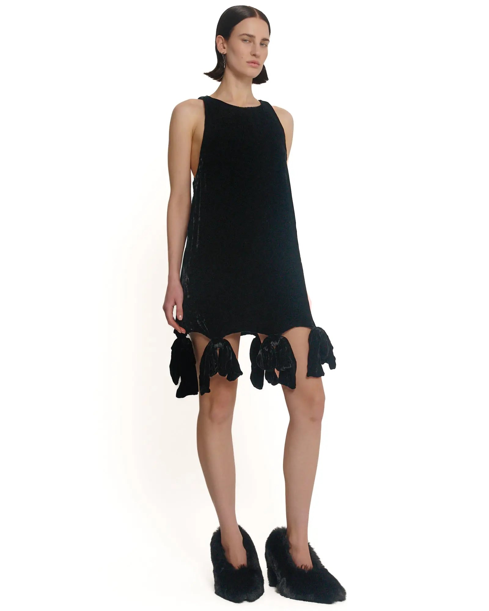 Silk Velvet Party Bow Mini Dress by THE TALES - side view