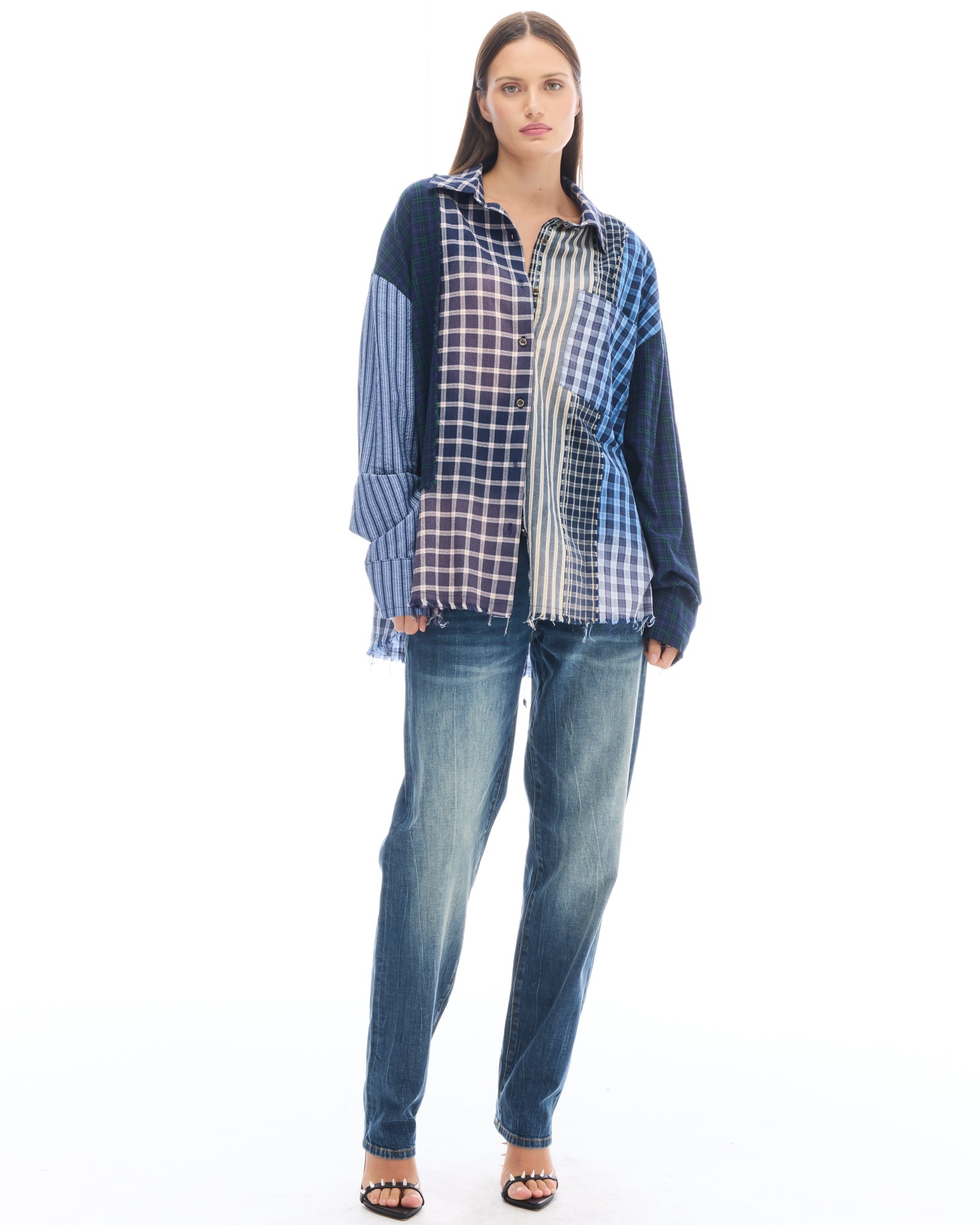 Patchwork Check Stripe Shirt by THE TALES - product photo