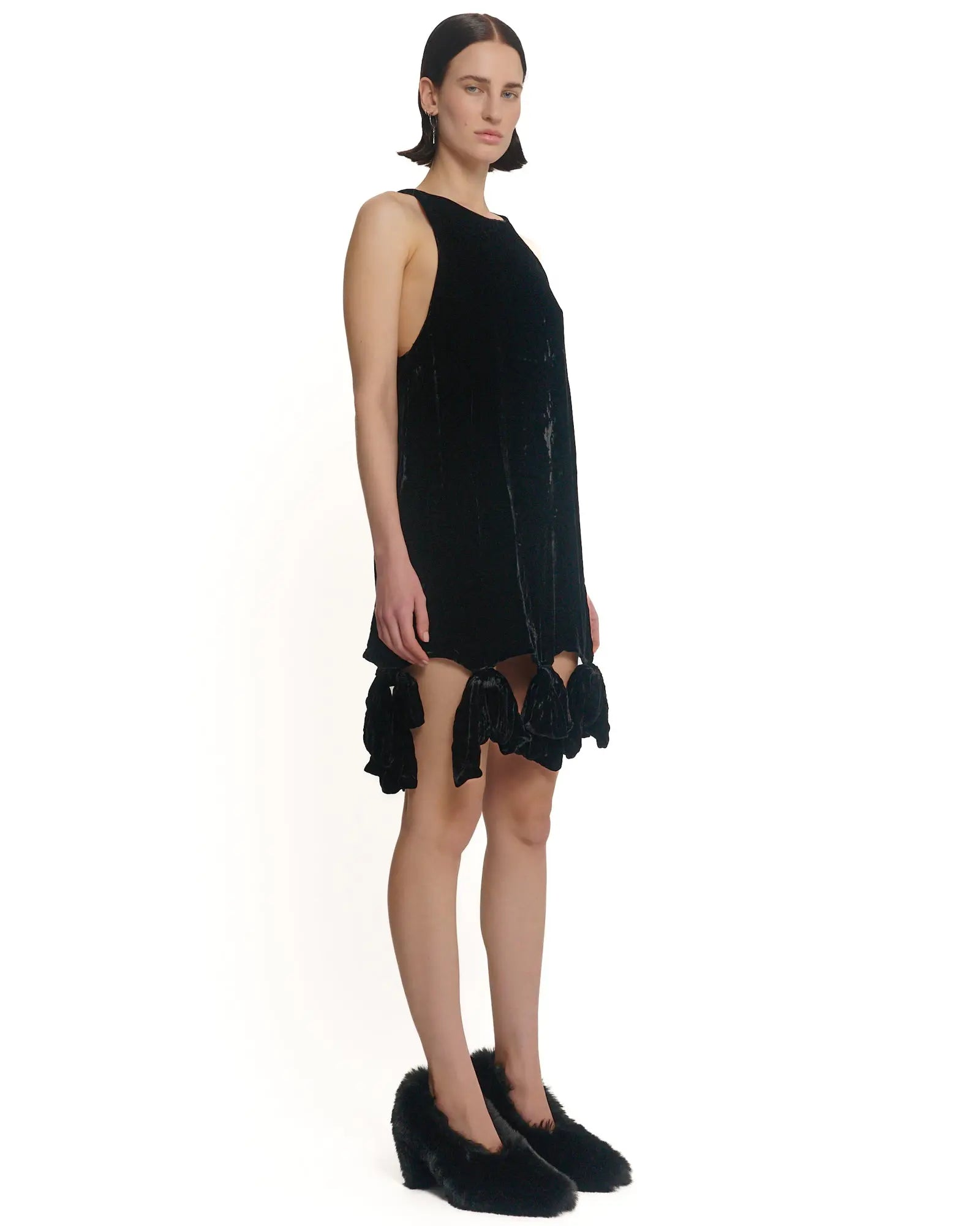 Silk Velvet Party Bow Mini Dress by THE TALES - back view