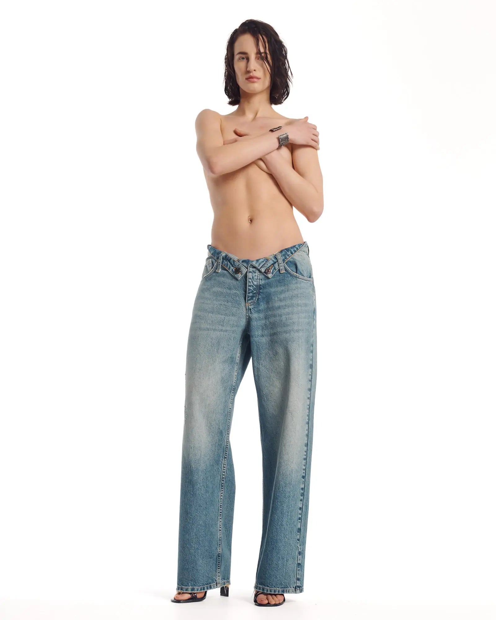The Tales Rolled Waist Denim Jean by THE TALES - back view