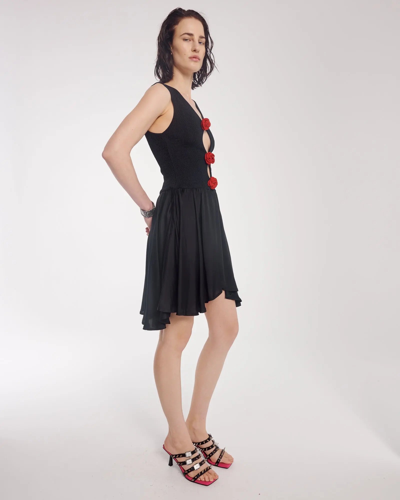 Couture Rose Vixen Satin Dress by THE TALES - detail view