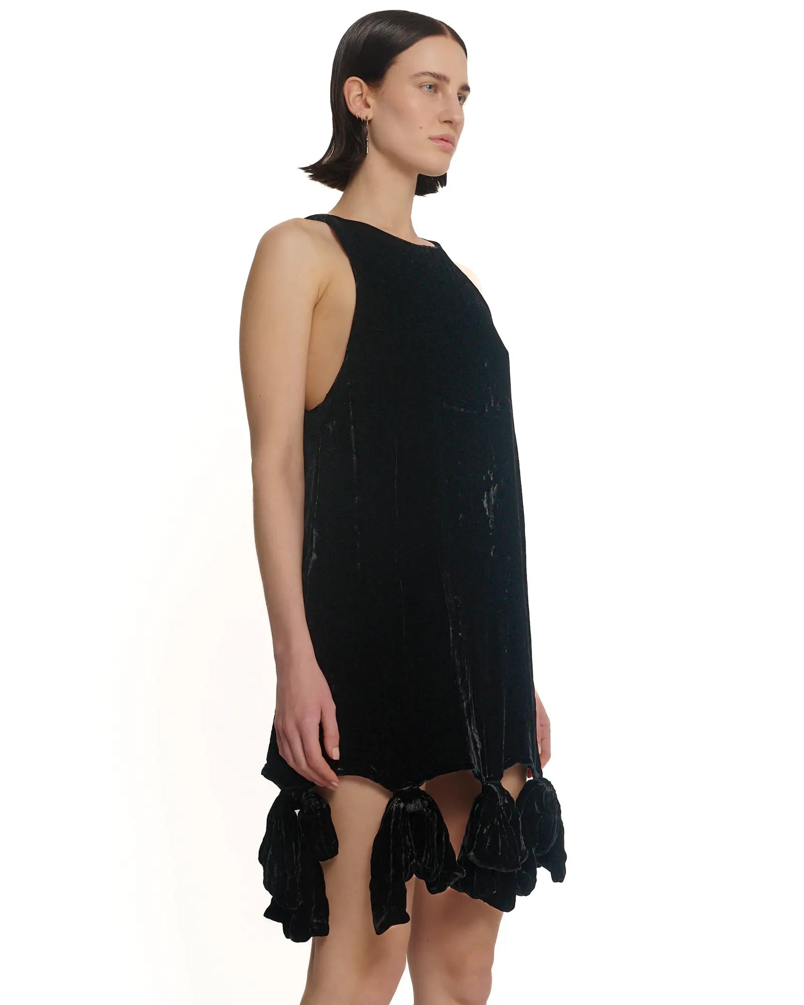 Silk Velvet Party Bow Mini Dress by THE TALES - detail view
