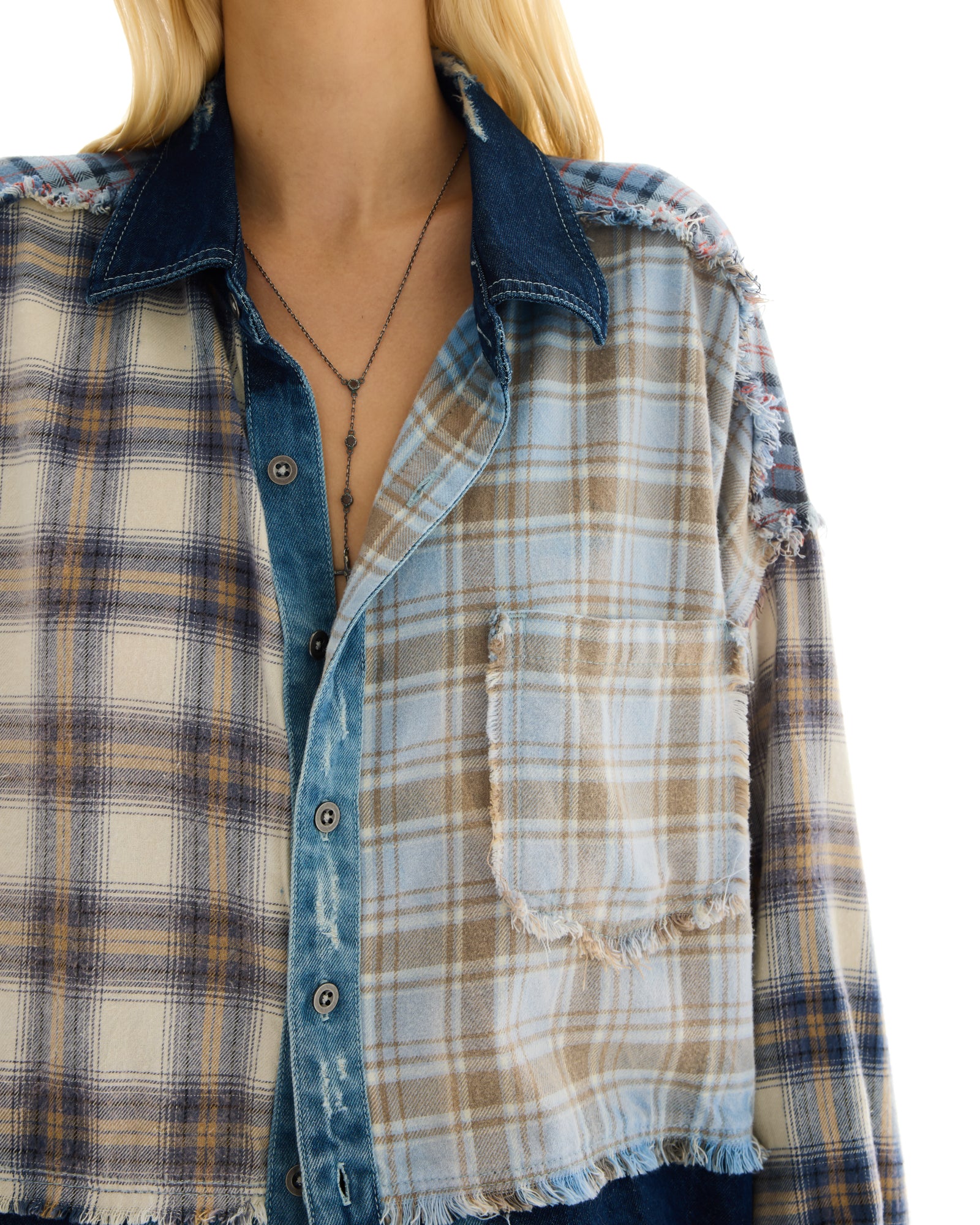 Mixed Flannel And Denim Shirt THE TALES