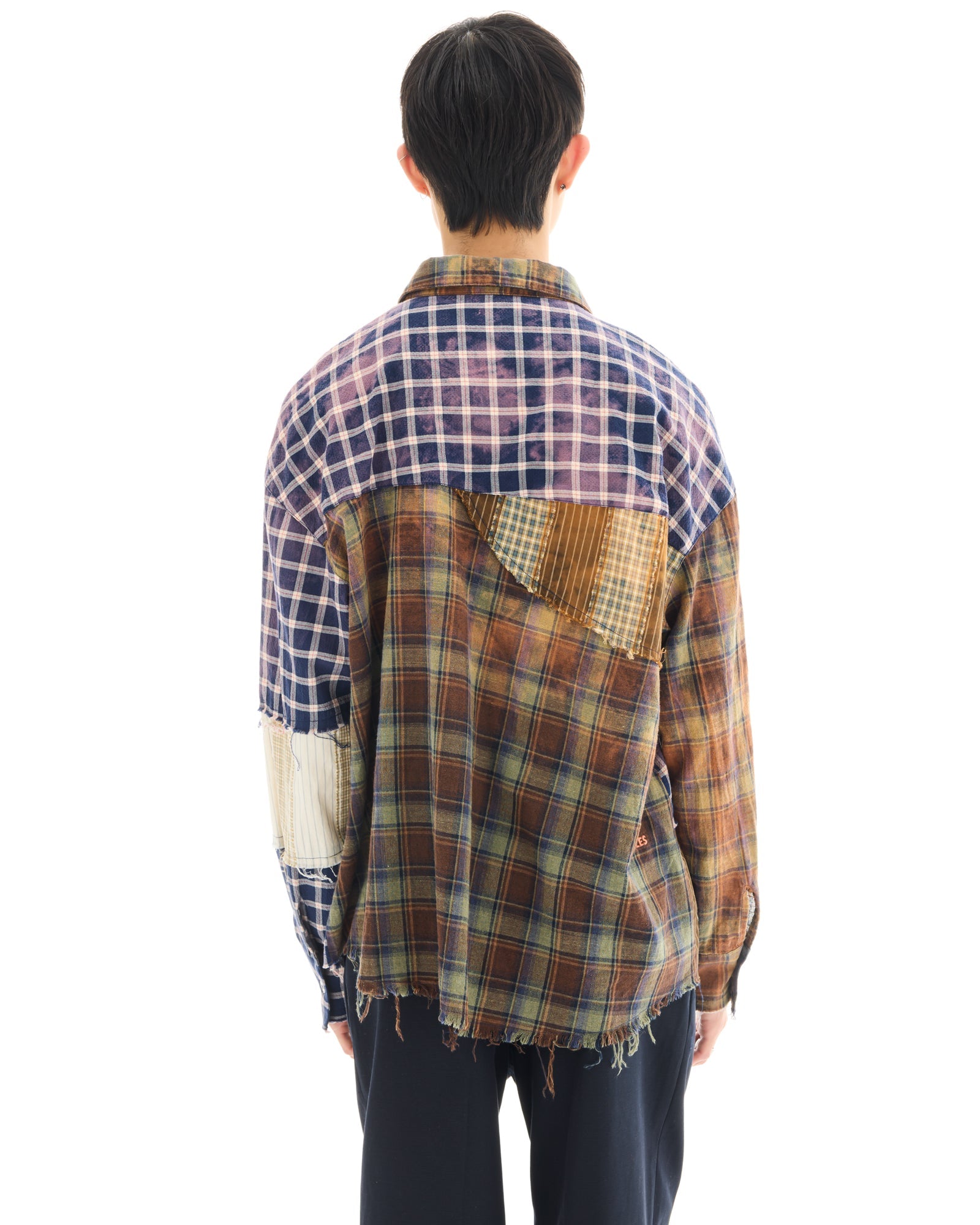 Reworked and Destroyed Mixed Check Shirt by THE TALES - product photo