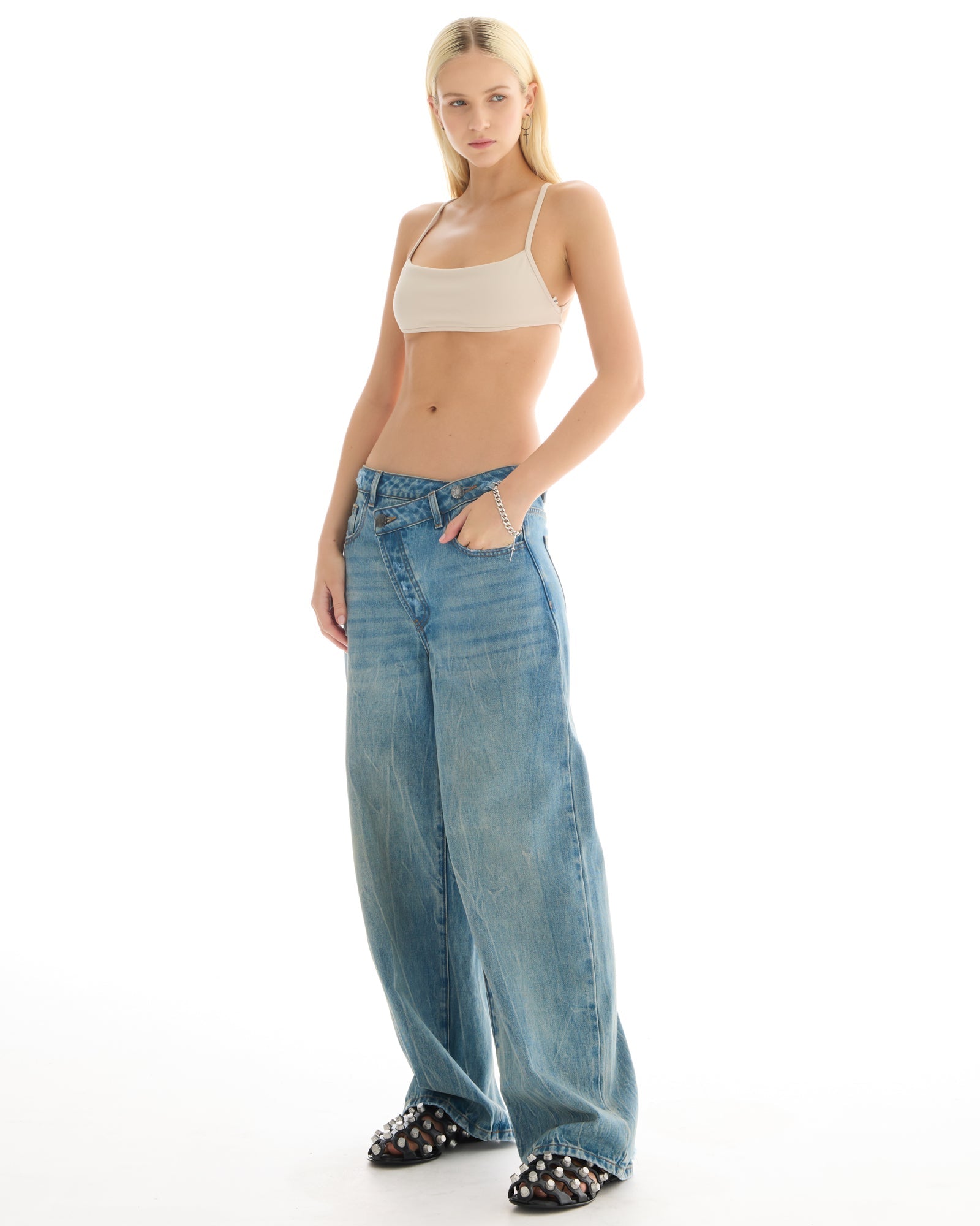 Cross Over Slouch Denim Jeans by THE TALES - product photo