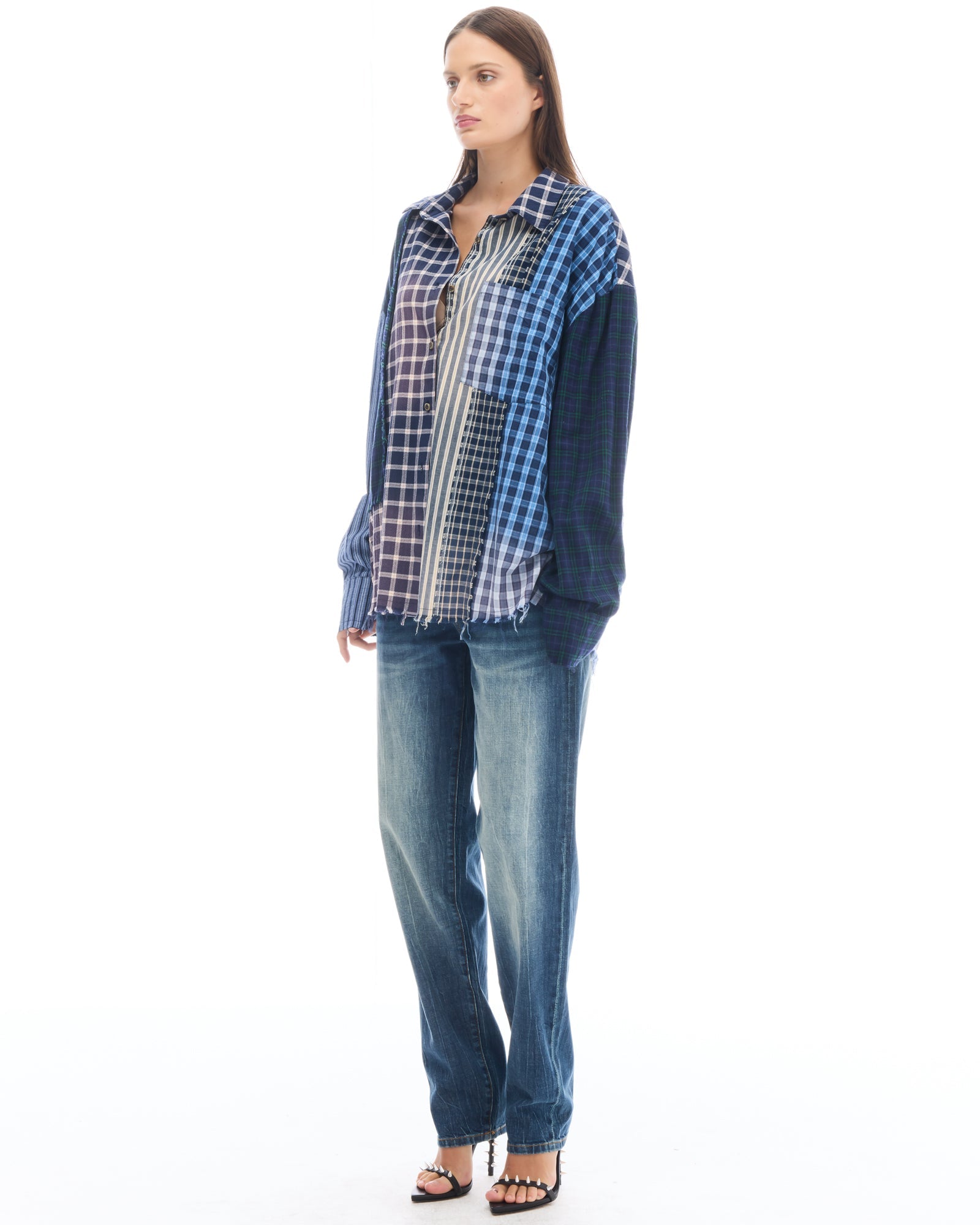 Patchwork Check Stripe Shirt by THE TALES - back view