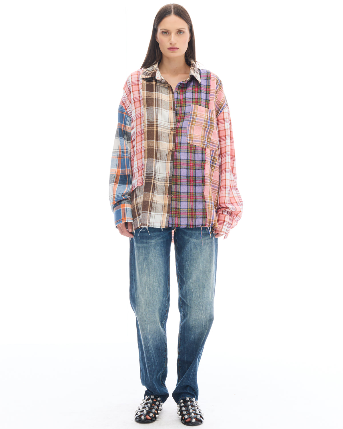 Patchwork Check Flannel Shirt