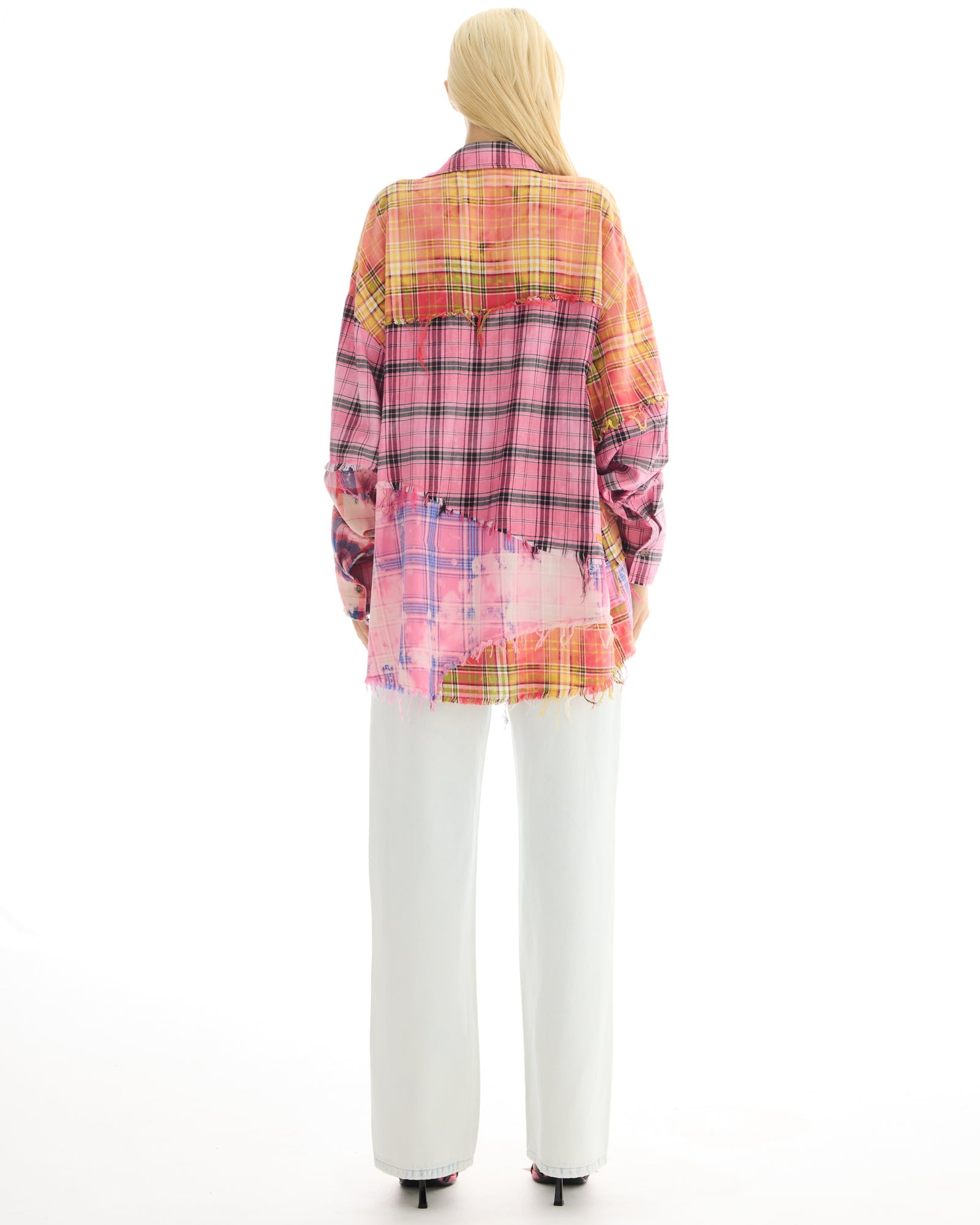 Reworked And Destroyed Mixed Check Shirt by THE TALES - product photo