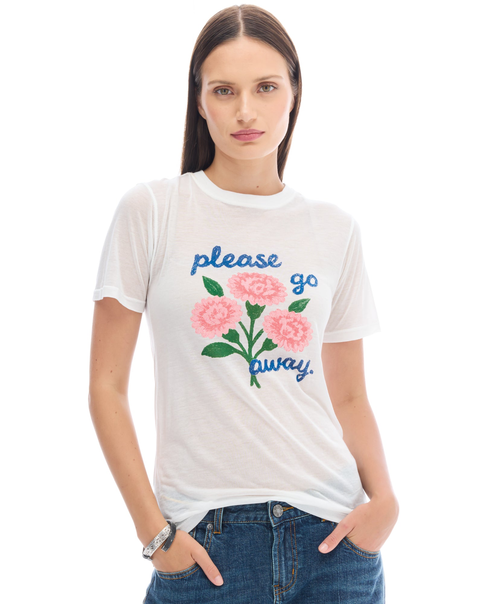 Please Go Away Fitted Tencel Tee
