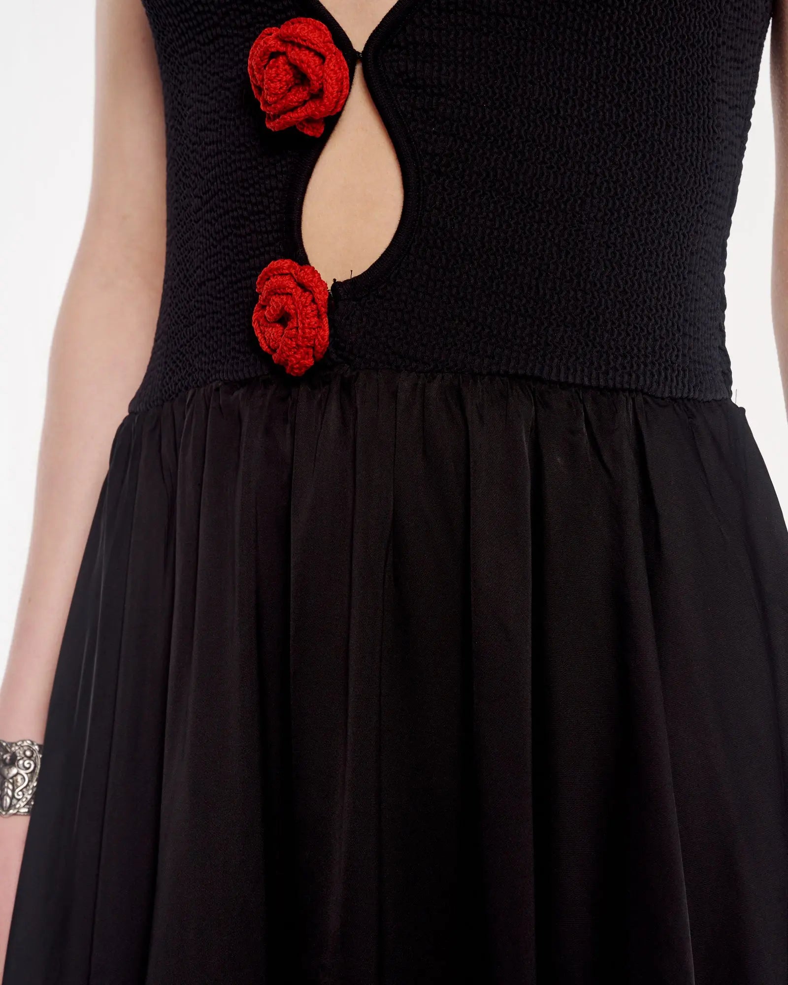 Couture Rose Vixen Satin Dress by THE TALES - close-up detail