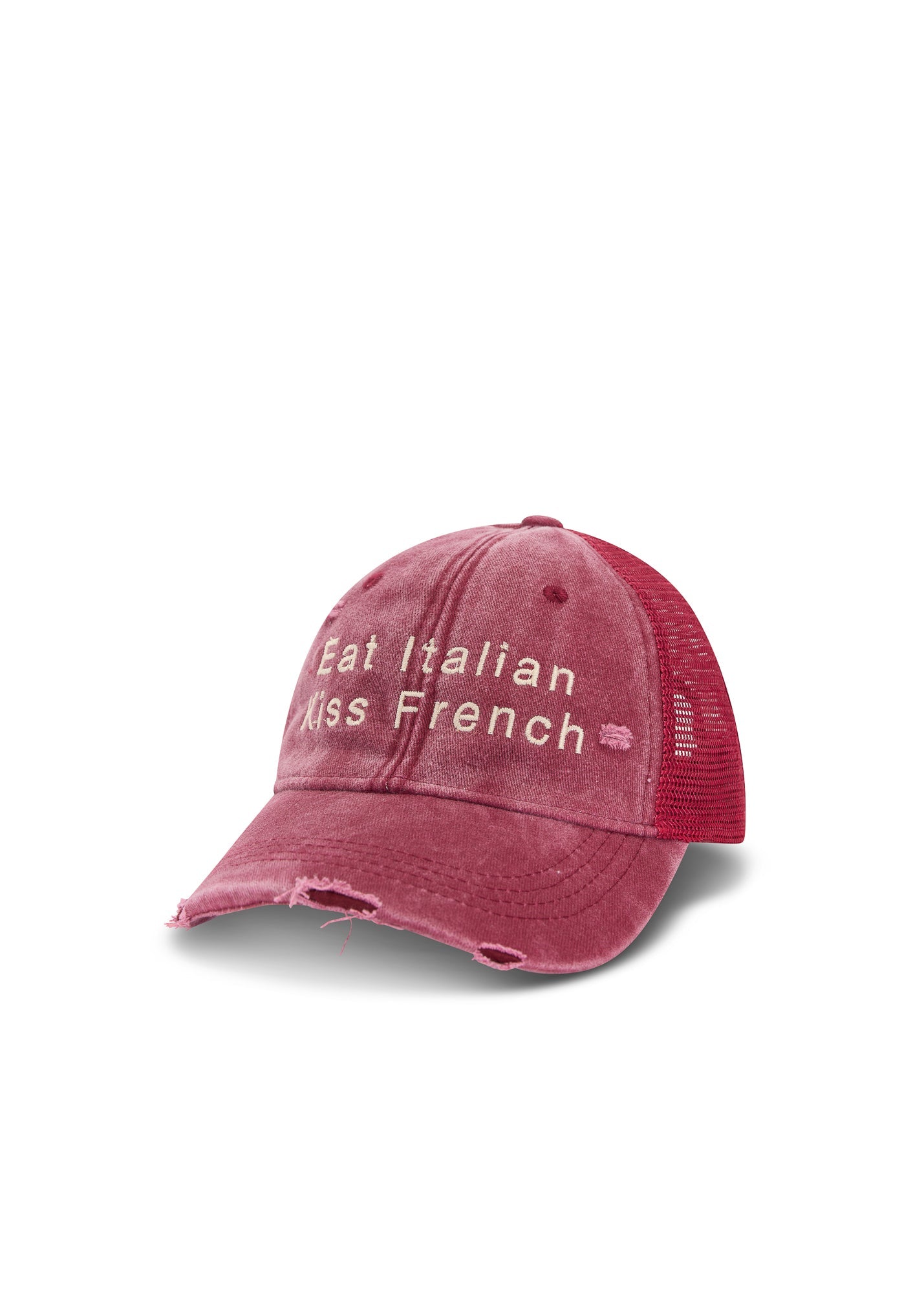 Eat Italian Kiss French Trucker Cap by THE TALES - front view