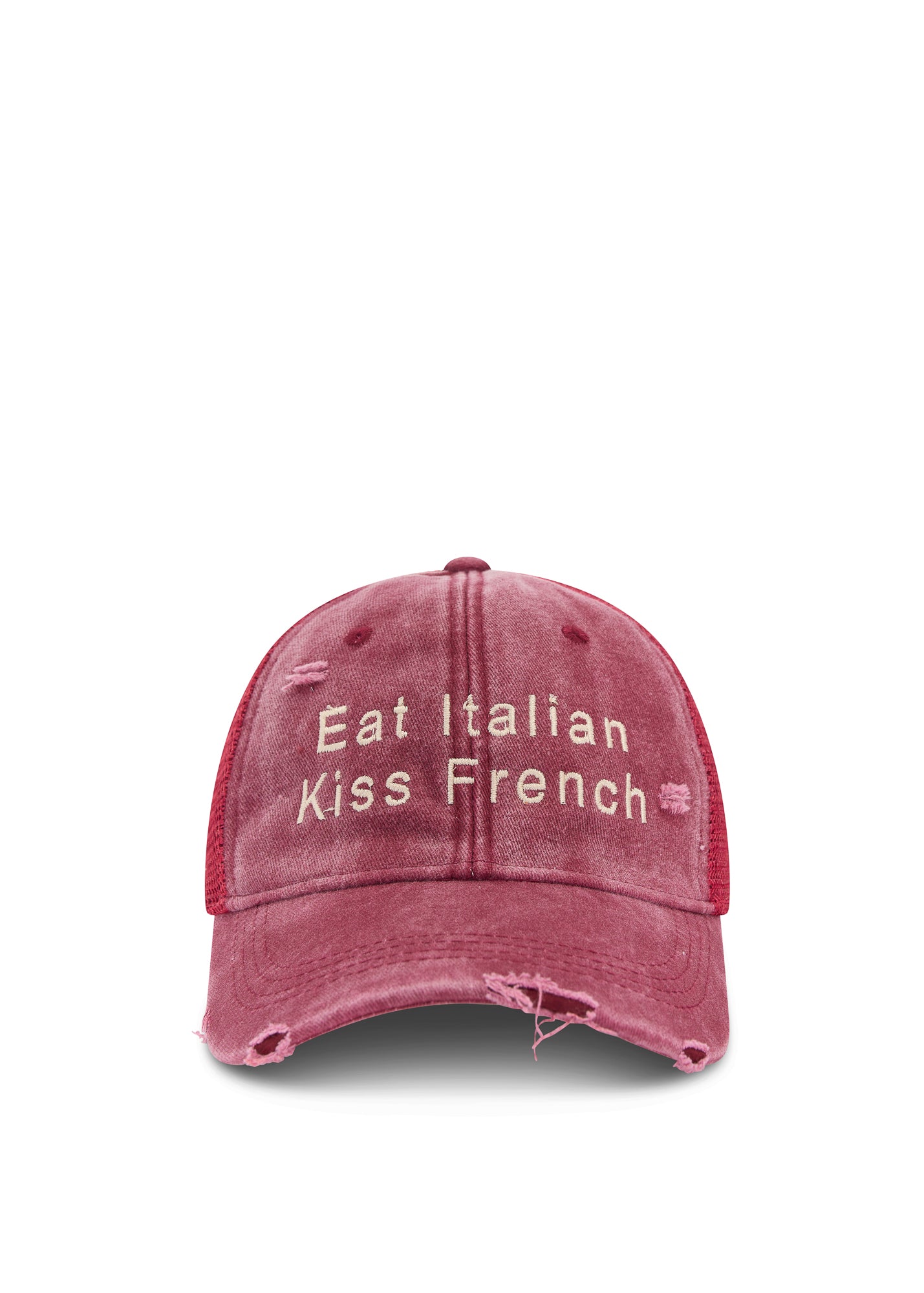 Eat Italian Kiss French Trucker Cap by THE TALES - side view