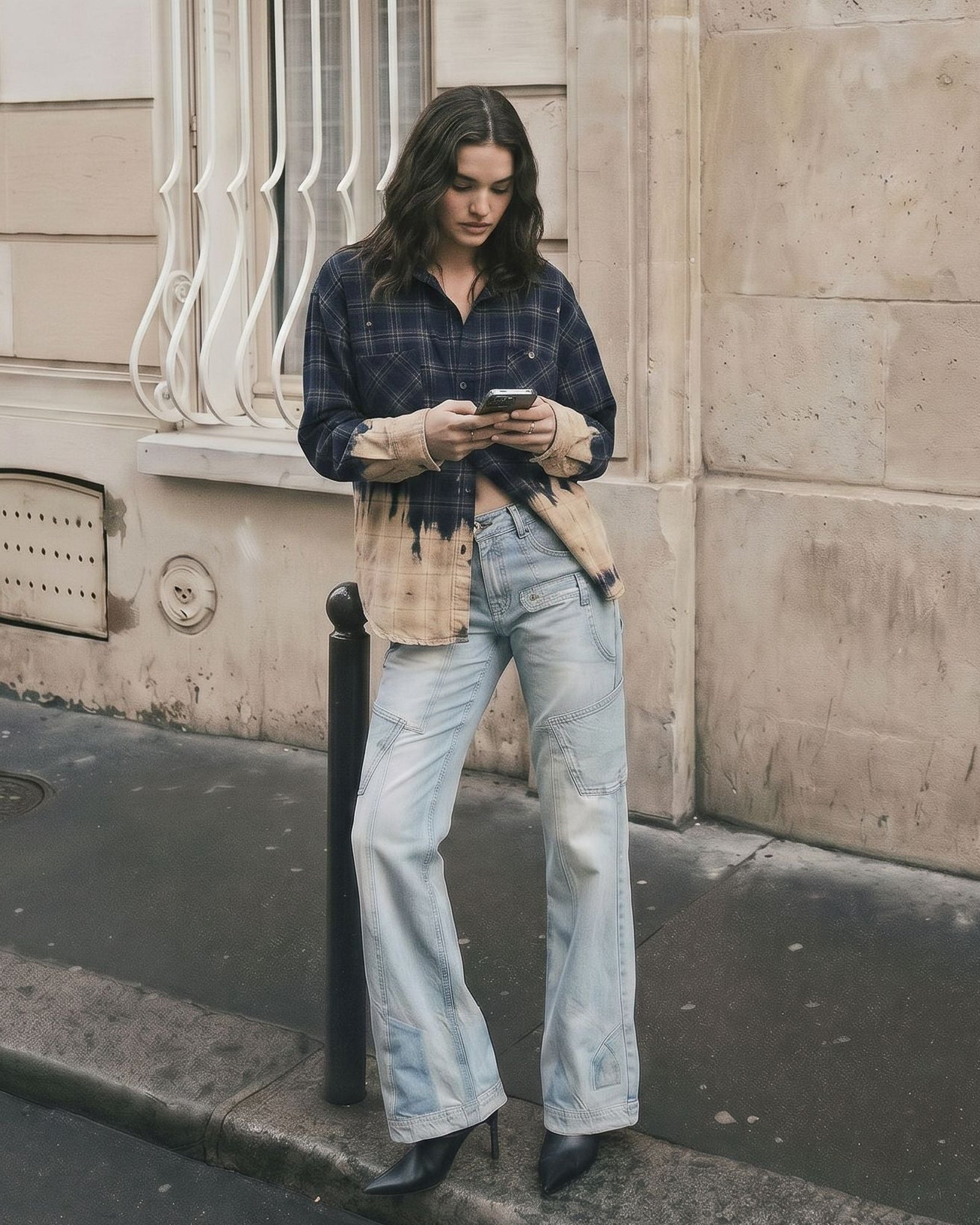 Bleached Check Cord Shirt THE TALES