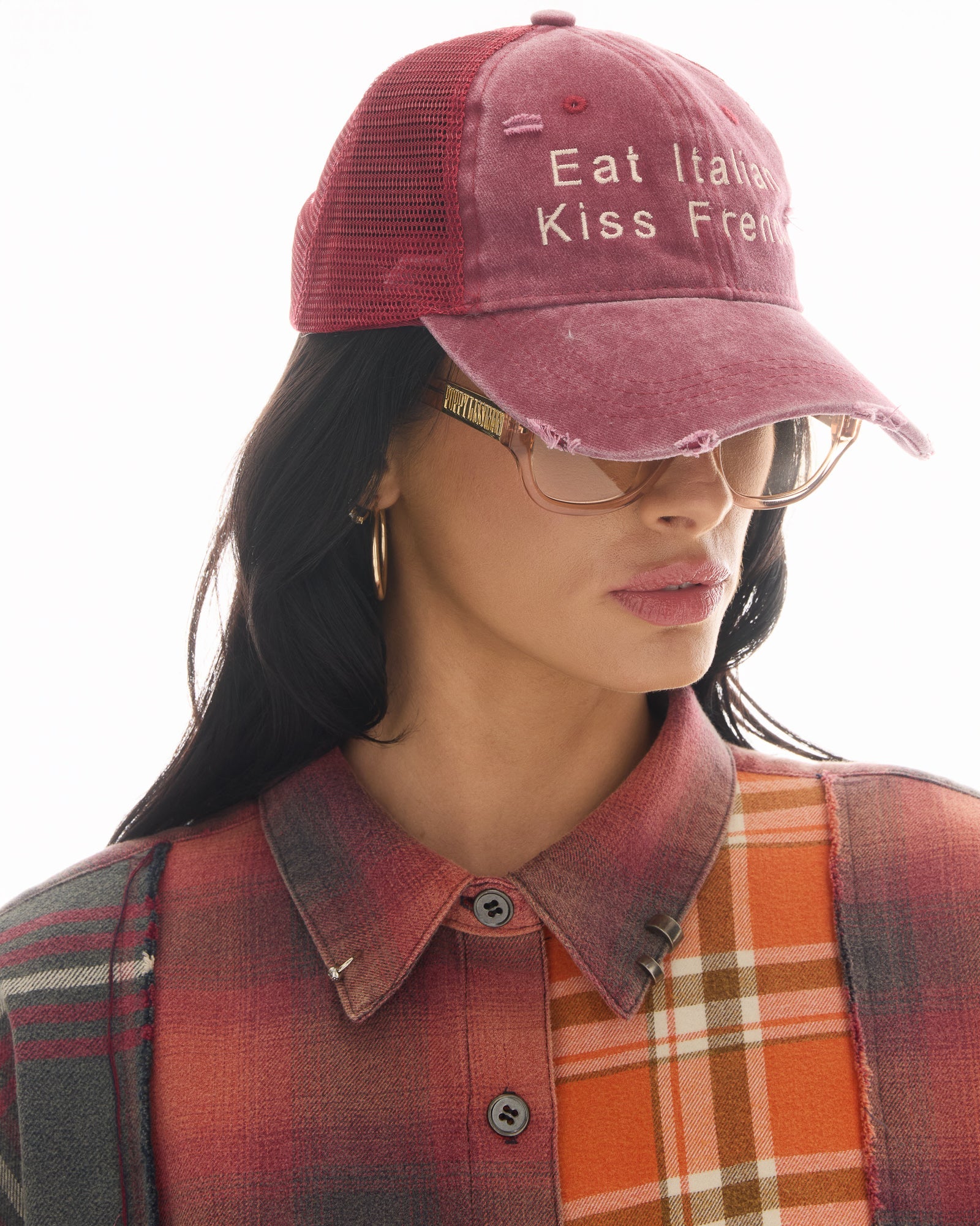 Eat Italian Kiss French Trucker Cap by THE TALES - back view