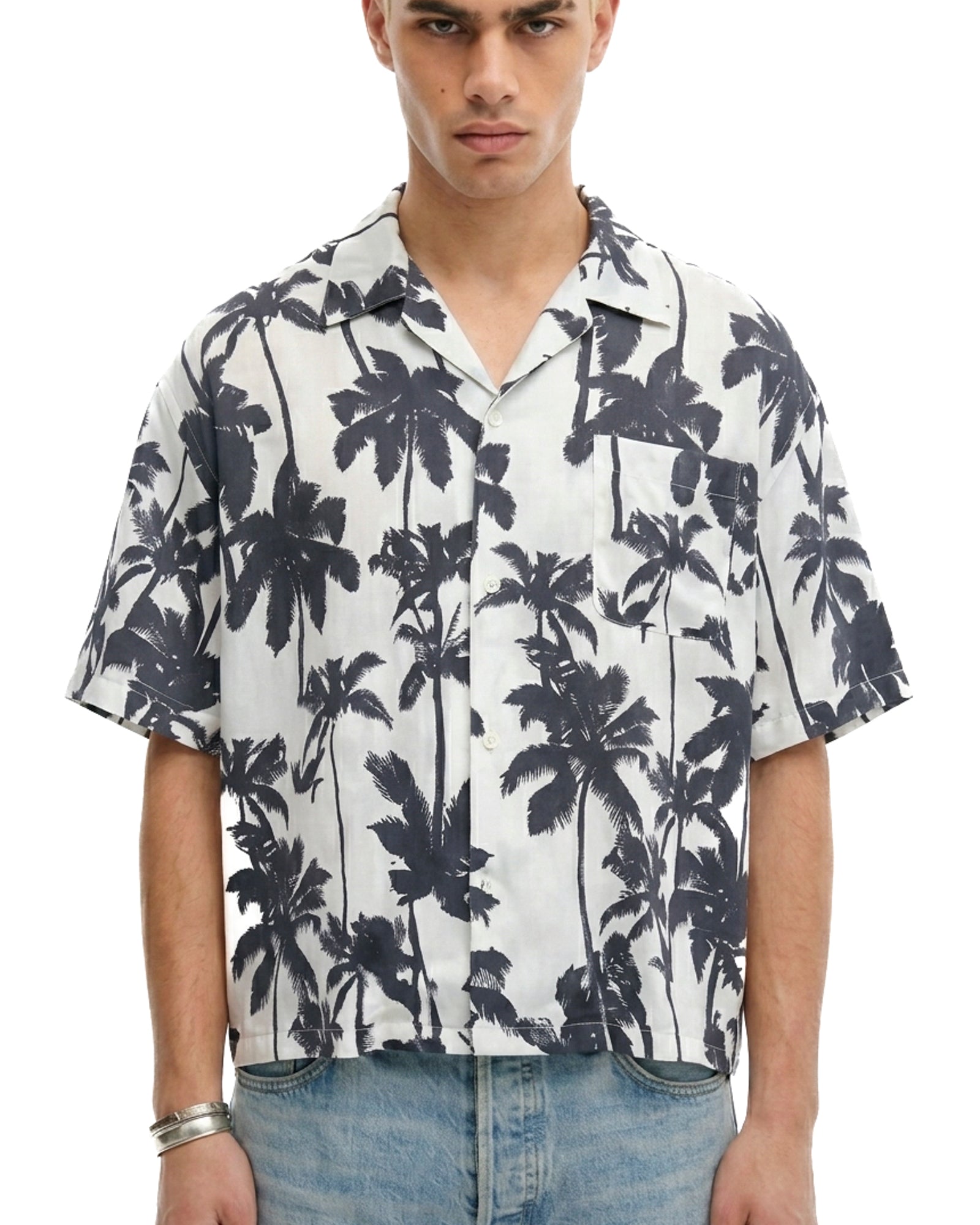 Mono Palm Oversized Silk Shirt THE TALES