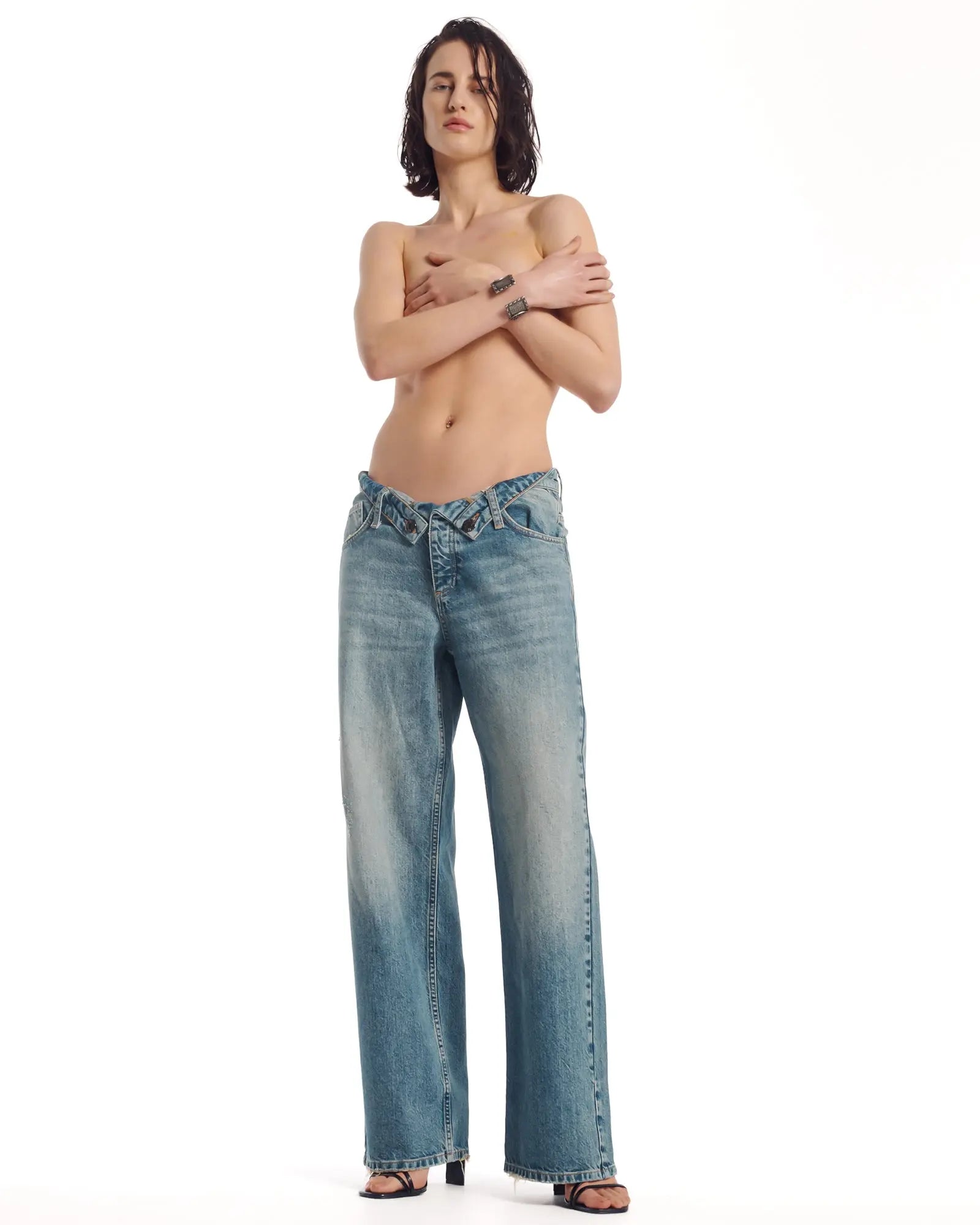 The Tales Rolled Waist Denim Jean by THE TALES - front view