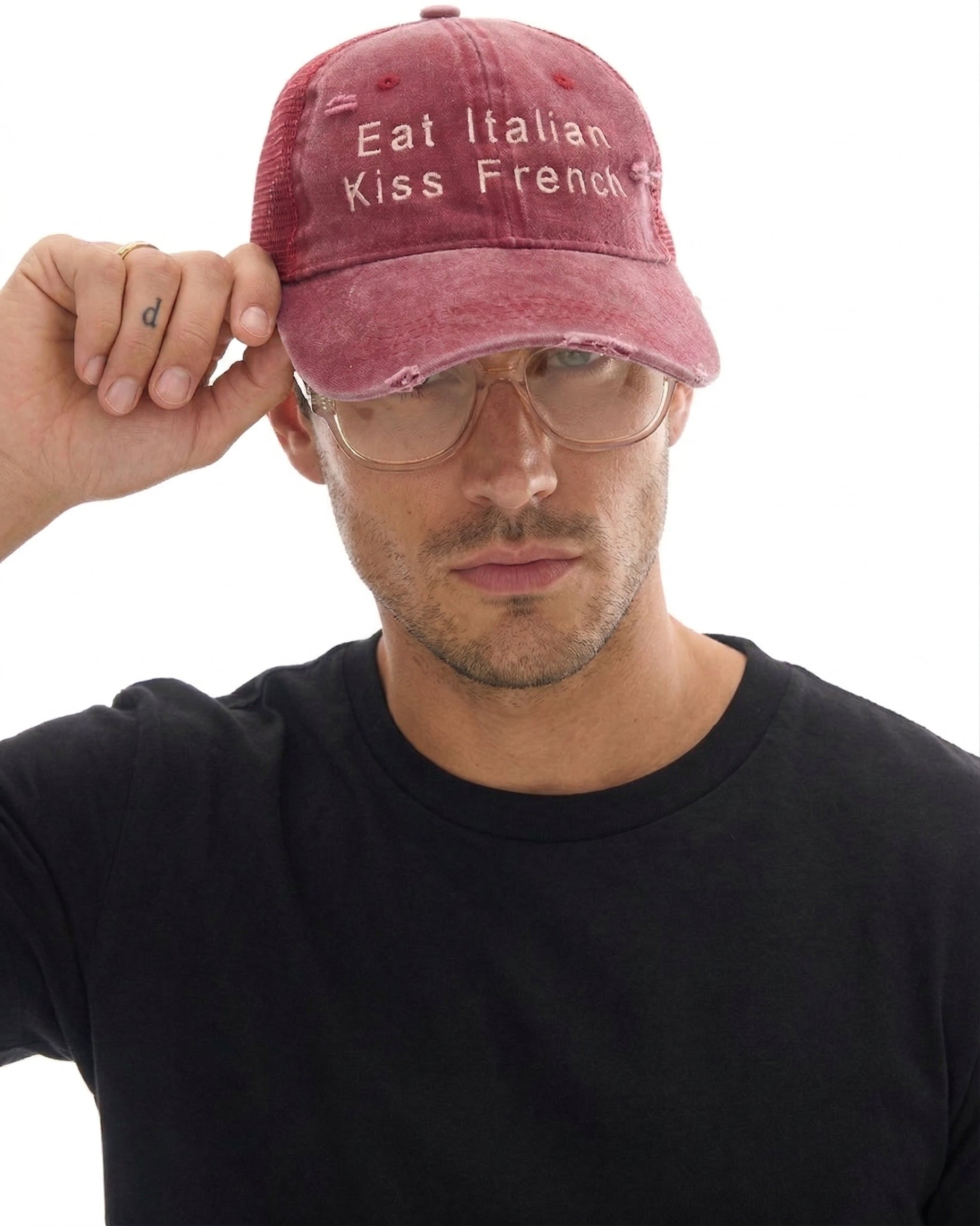 Eat Italian Kiss French Trucker Cap