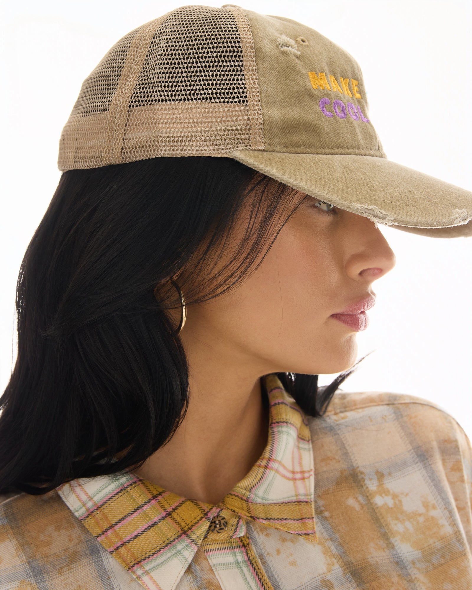 Make Earth Cool Again Destroyed Trucker Cap by THE TALES - product photo