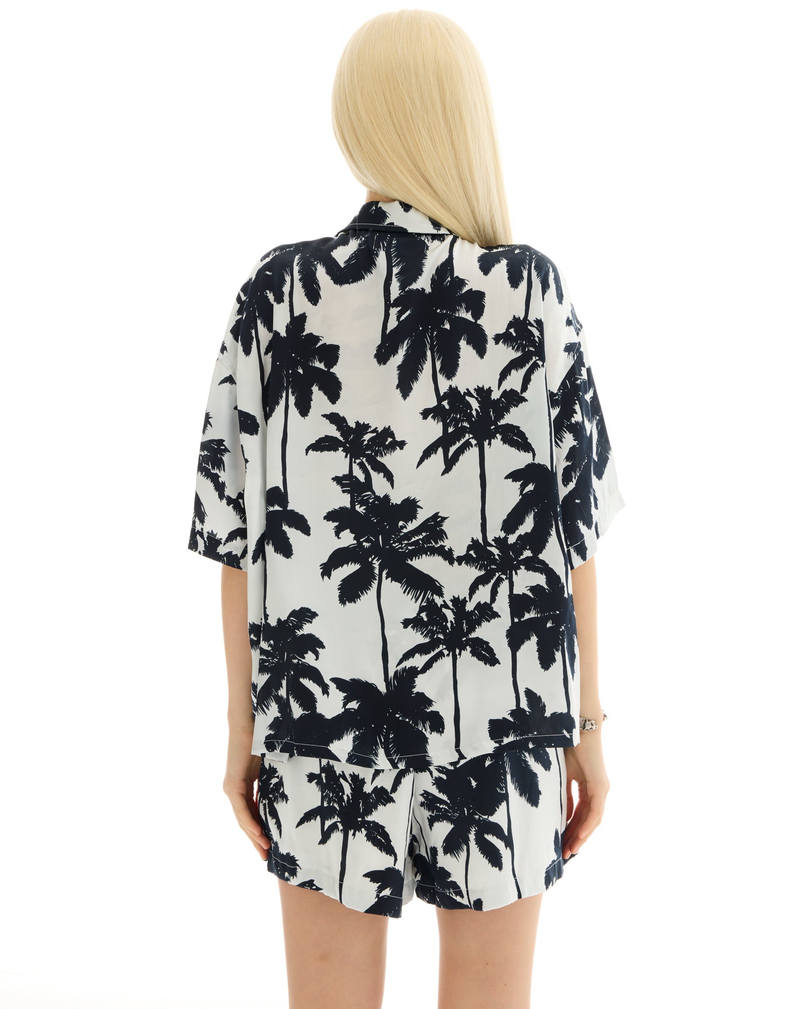 Mono Palm Oversized Silk Shirt THE TALES