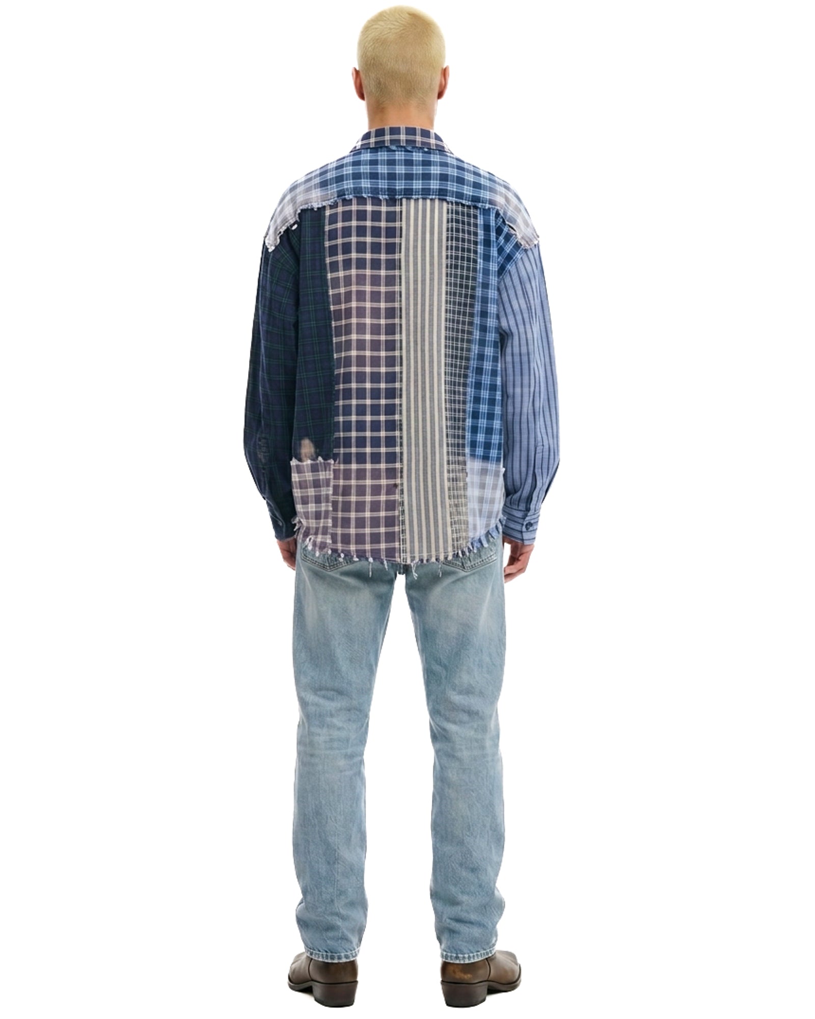 Patchwork Check Stripe Shirt