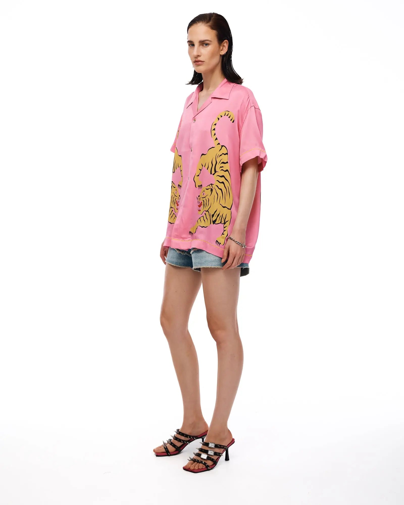 Crouching Tiger Washed Silk Shirt by THE TALES - side view