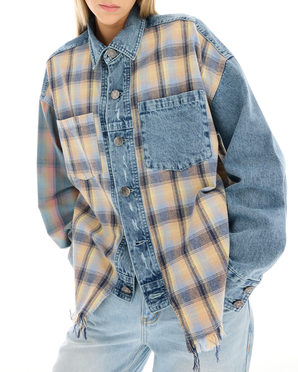 Denim And Check Cotton Shirt THE TALES