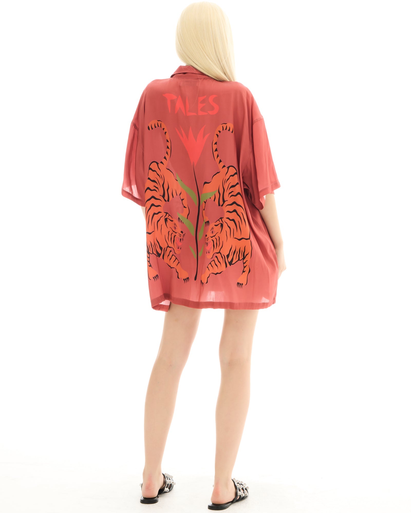 Crouching Tiger Silk Shirt Dress by THE TALES - product photo