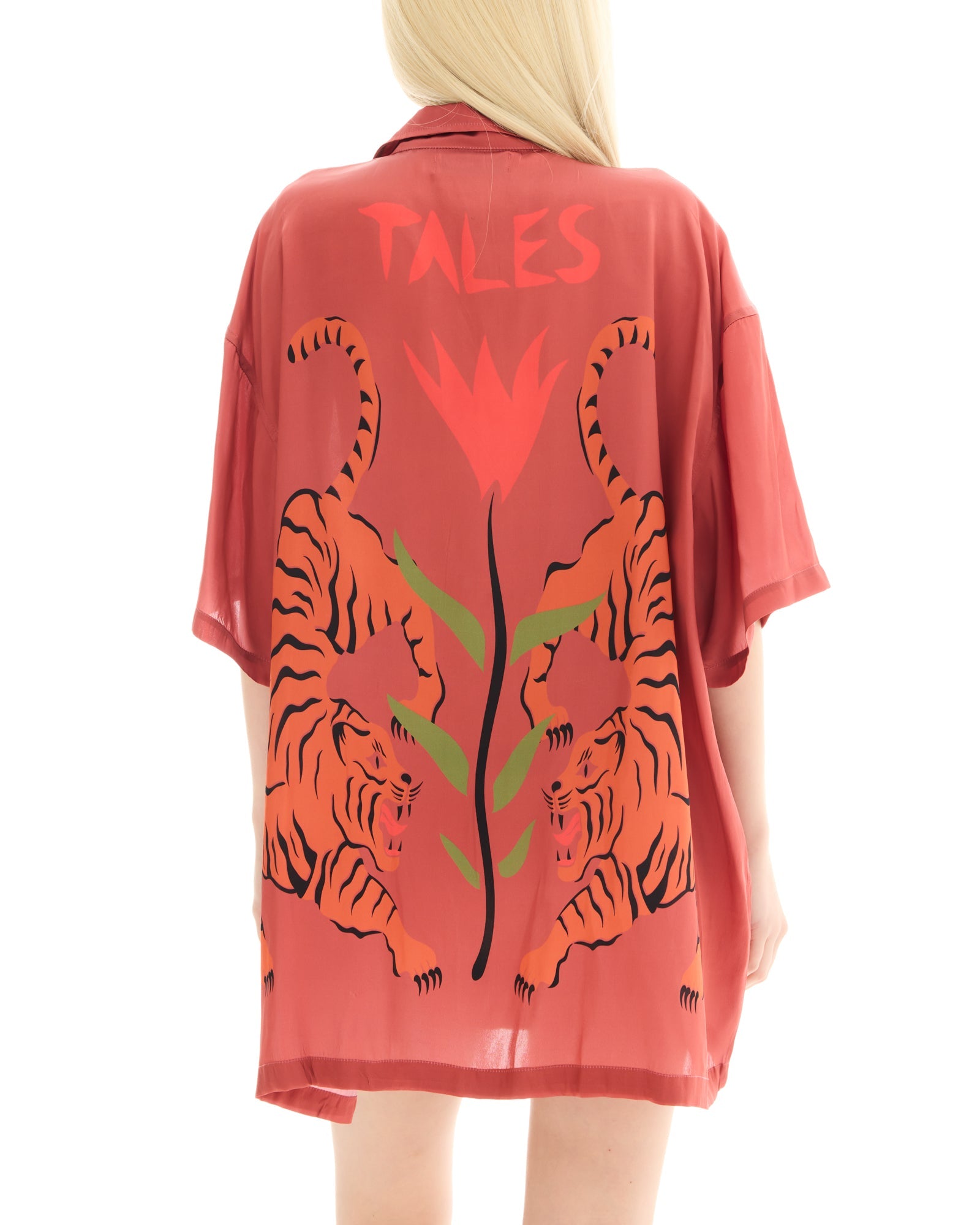 Crouching Tiger Silk Shirt Dress by THE TALES - product photo