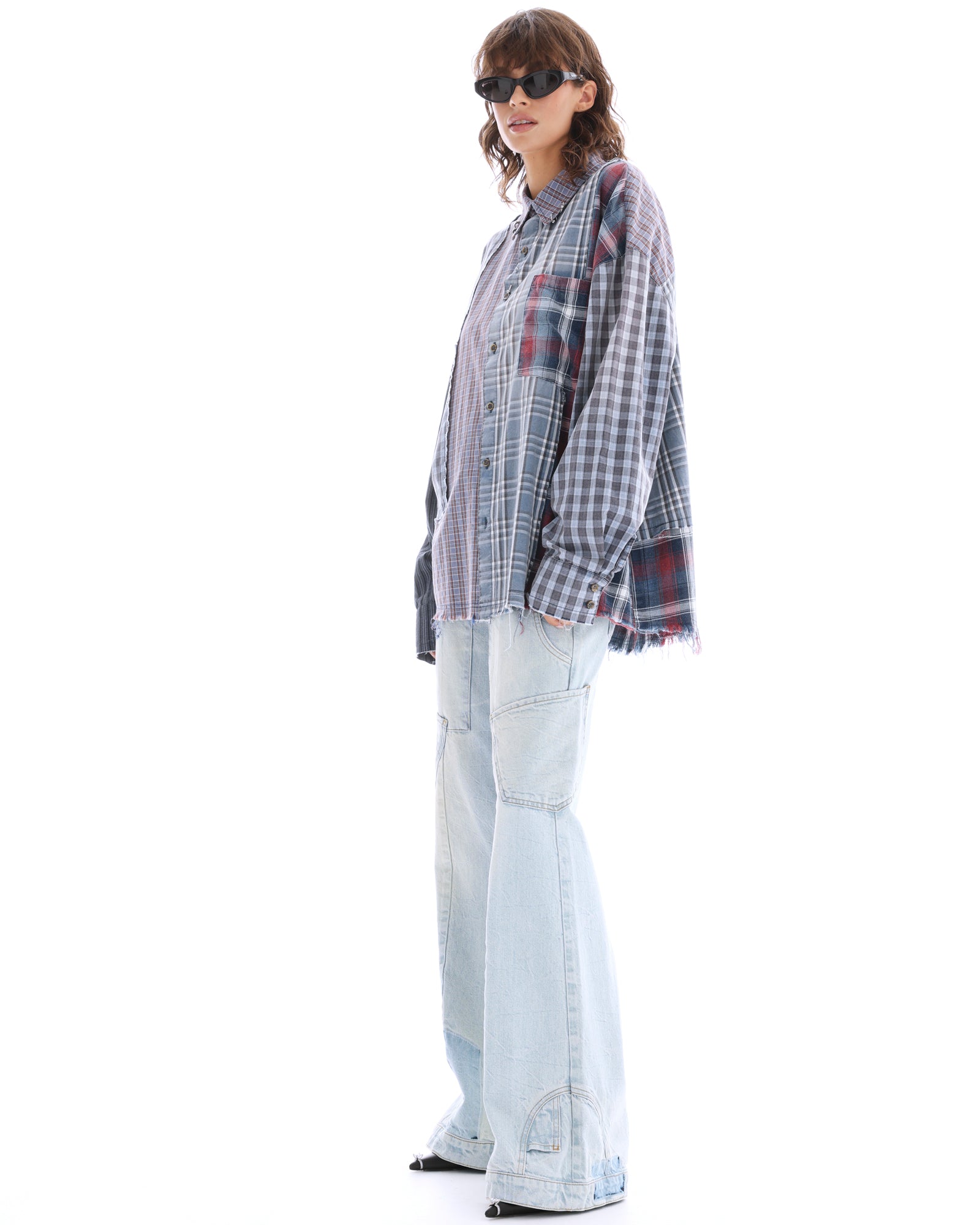 Pierced Patchwork Check Shirt