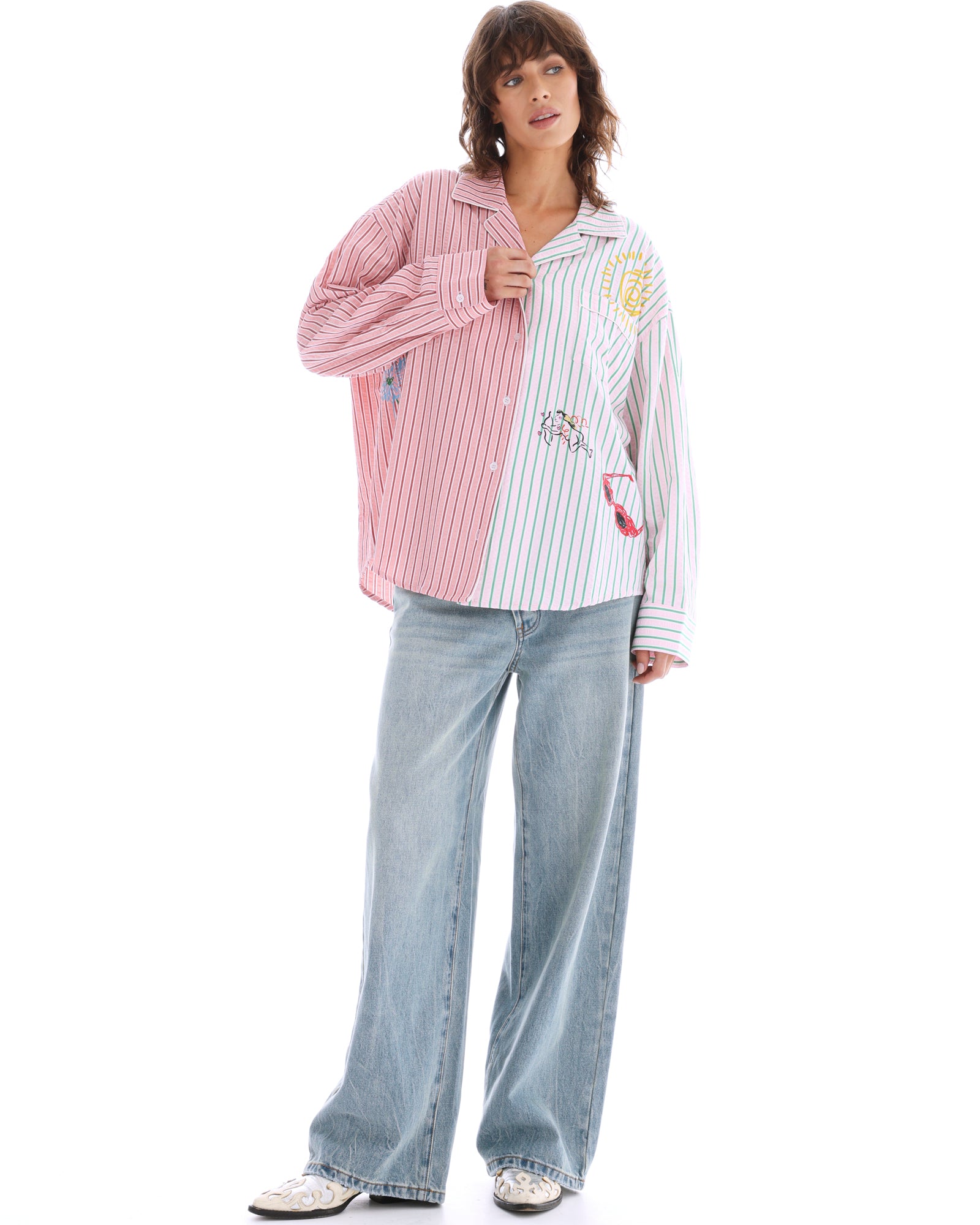 Half N Half Illustrated Soleil Stripe Shirt