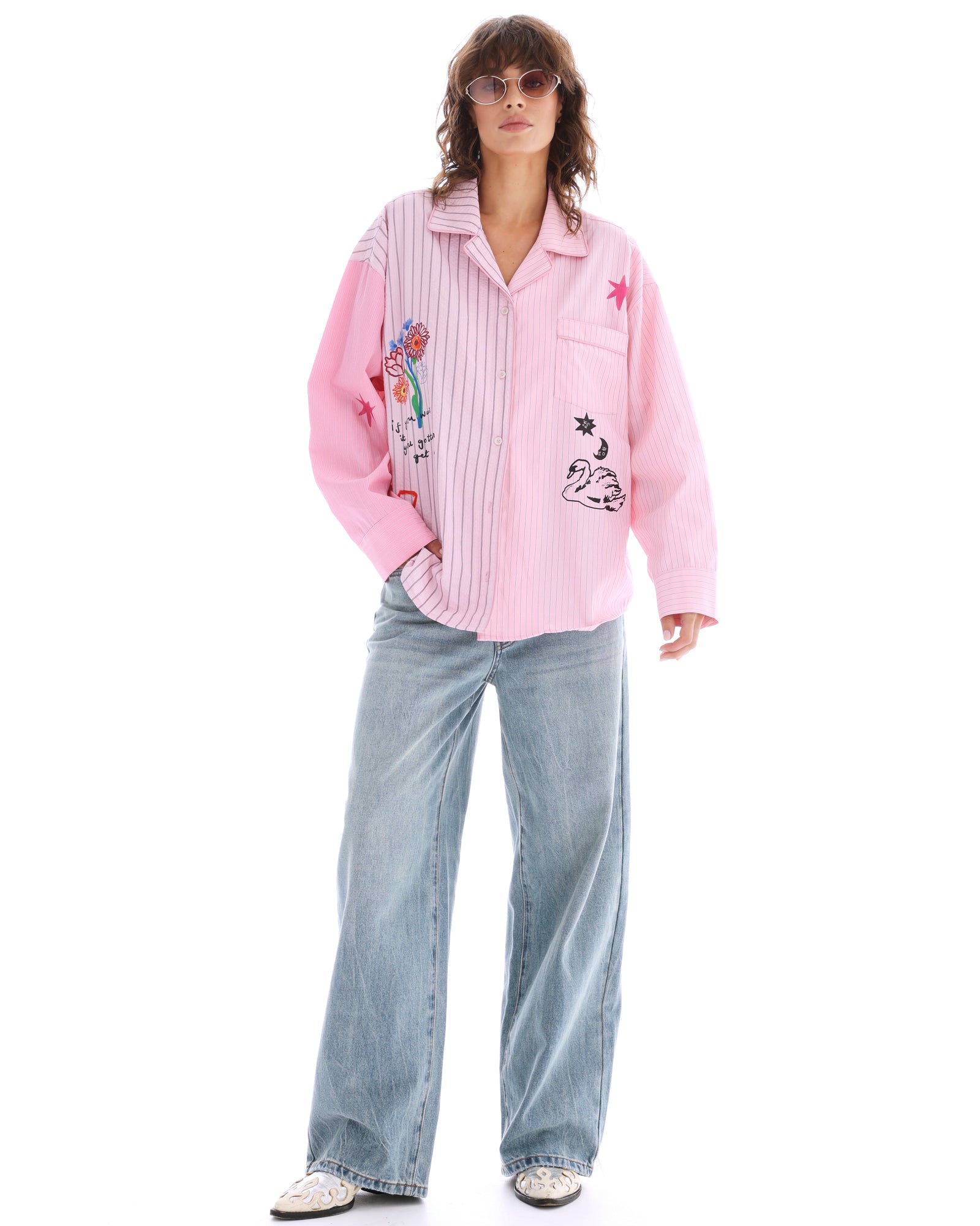 Half N Half Stripe Shirt