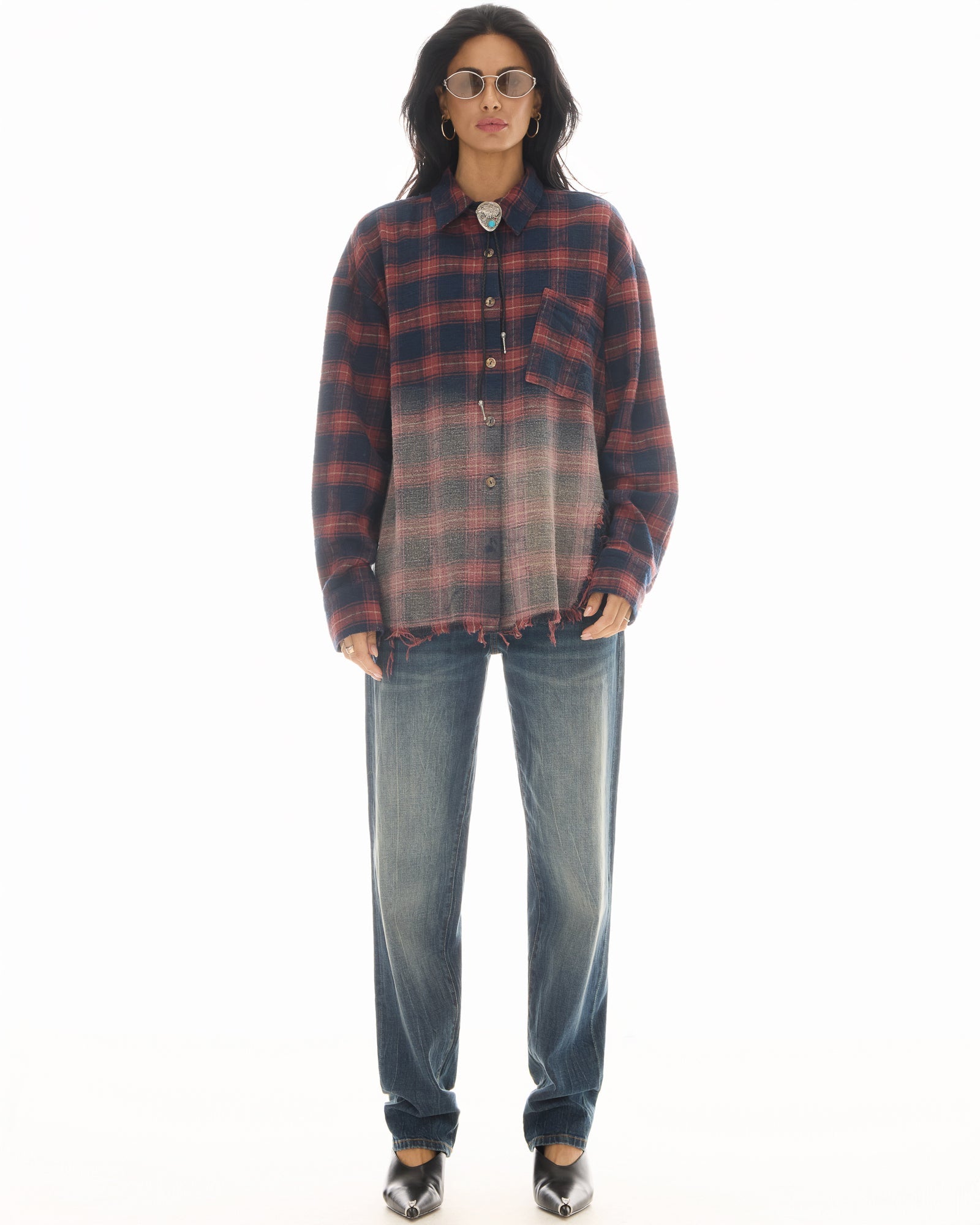 Cutaway Bleached Flannel Shirt by THE TALES - back view