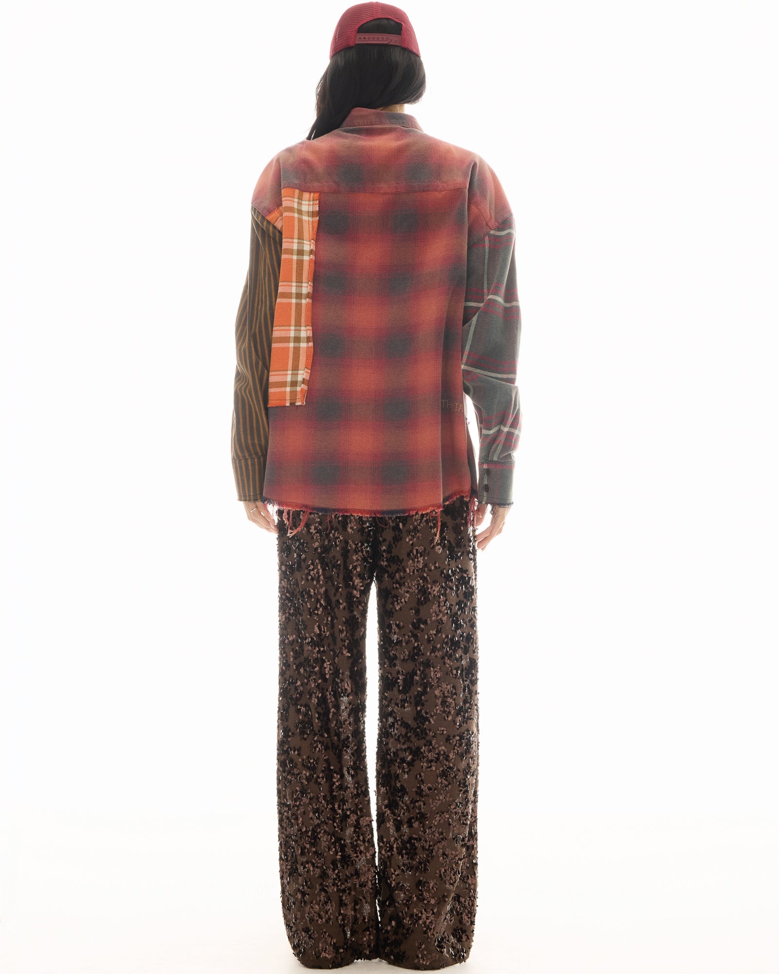 Reworked Pierced Flannel Shirt by THE TALES - detail view