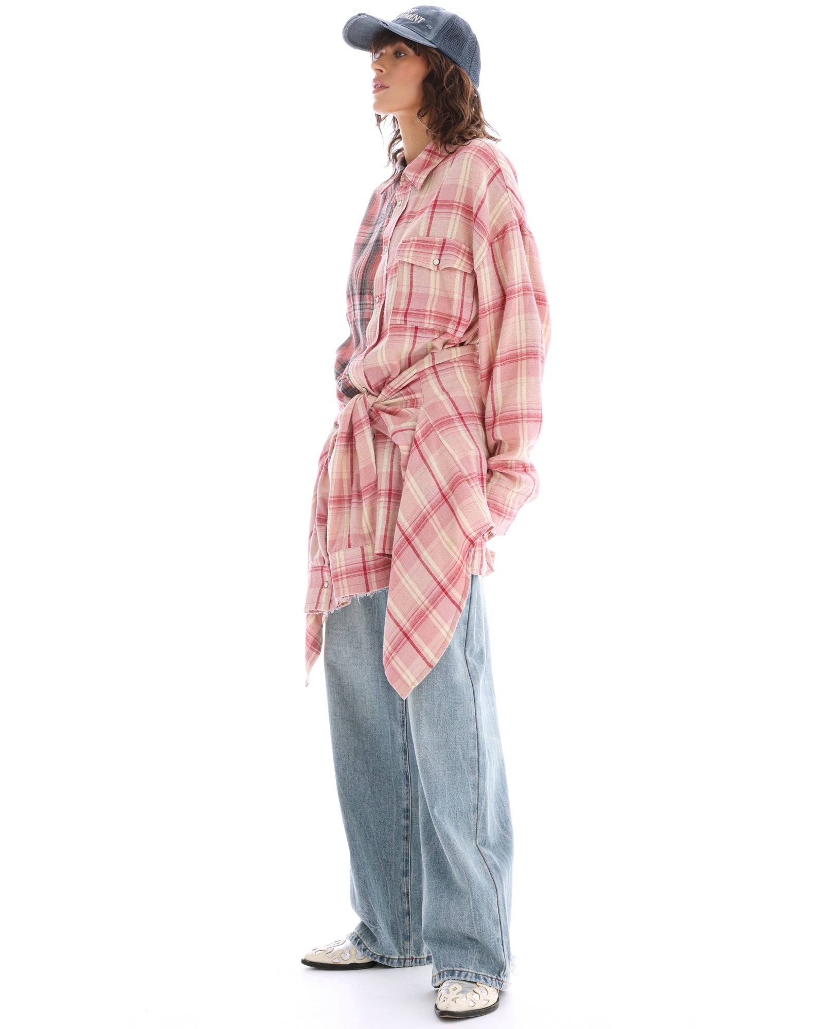 Tied Up Pre Styled Flannel Shirt Dress by THE TALES - product photo