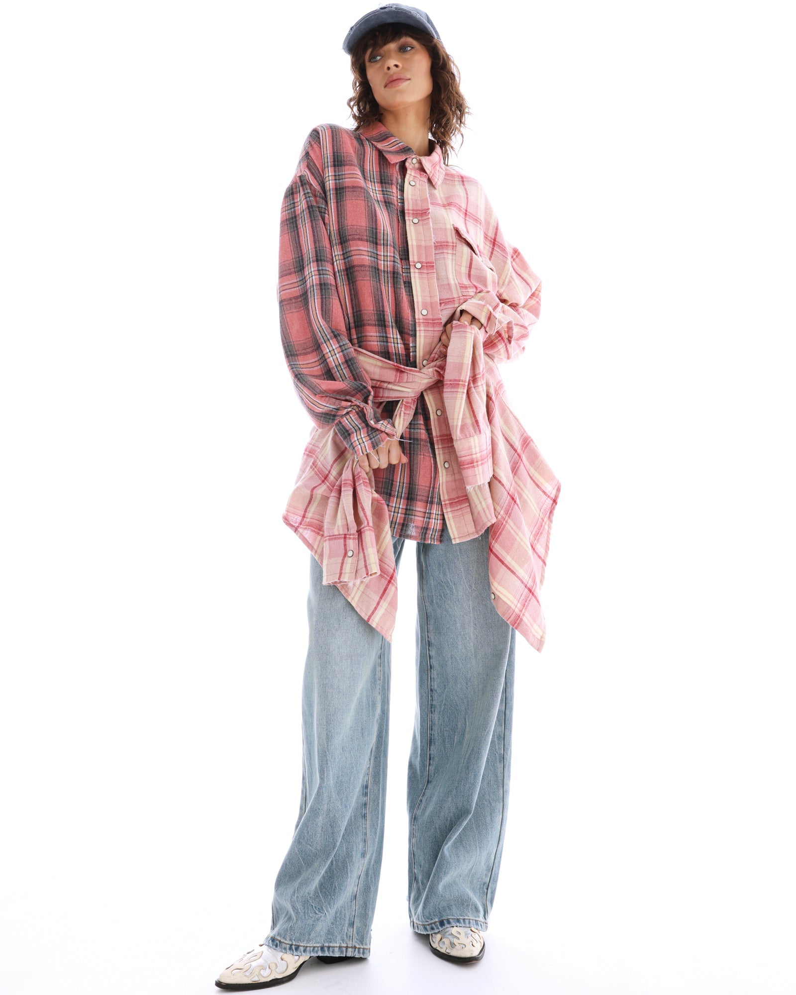 Tied Up Pre Styled Flannel Shirt Dress THE TALES