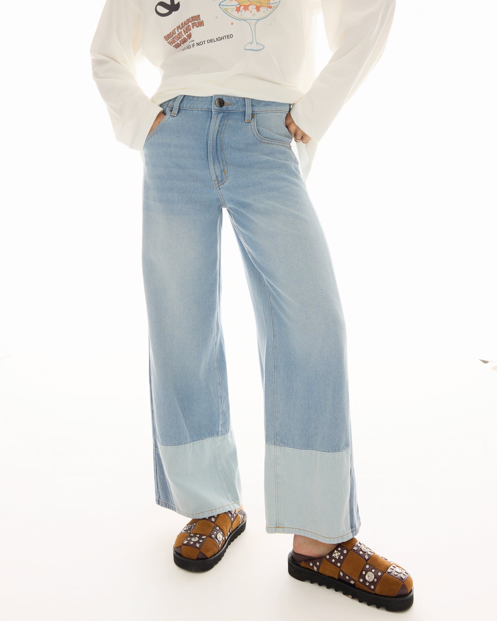 Farrah Wide Leg Patch-Worked Denim Jeans by THE TALES - product photo