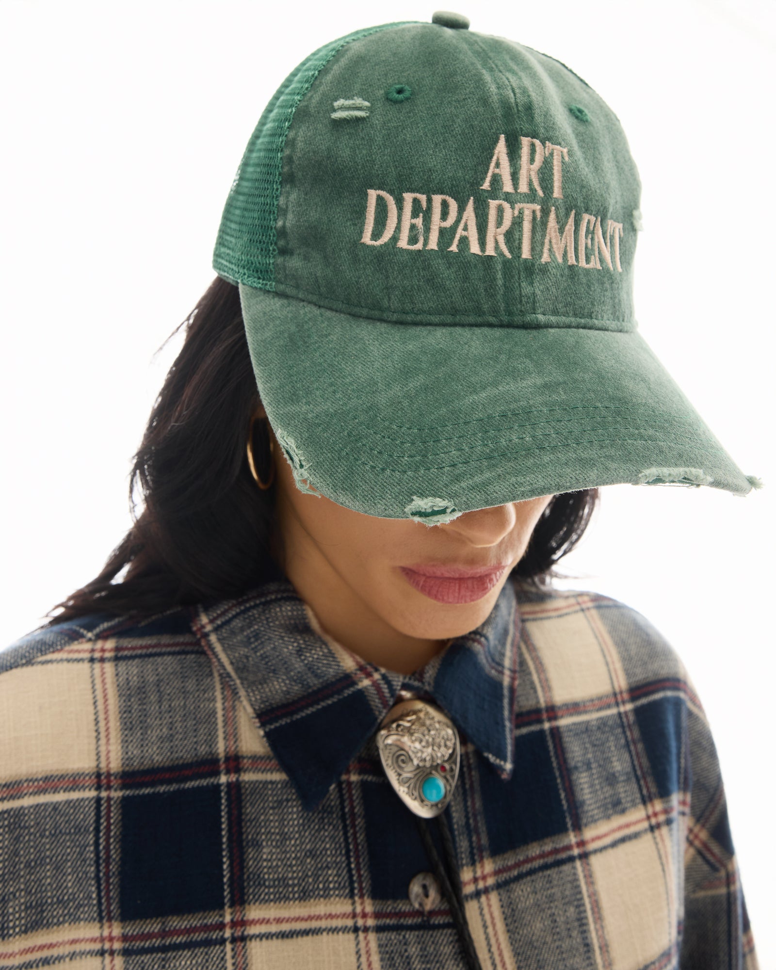 Destroyed Art Department Green Trucker Cap by THE TALES - product photo