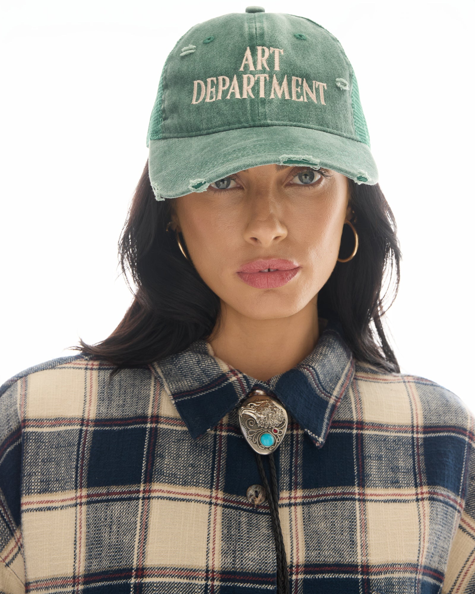 Destroyed Art Department Green Trucker Cap by THE TALES - product photo