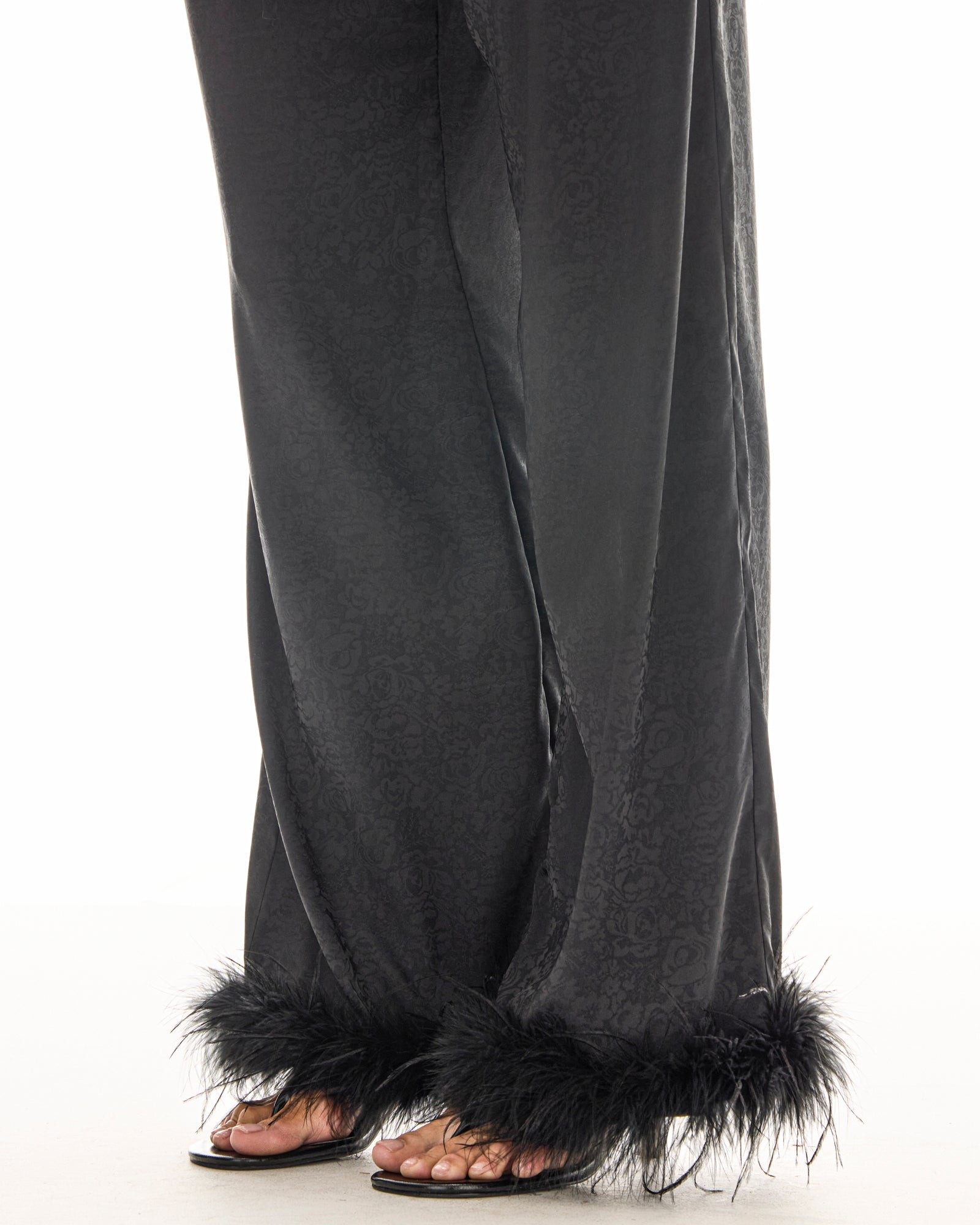 Frida Feather Trim Floral Pants THE TALES