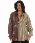 Embellished Half N Half Stripe Shirt