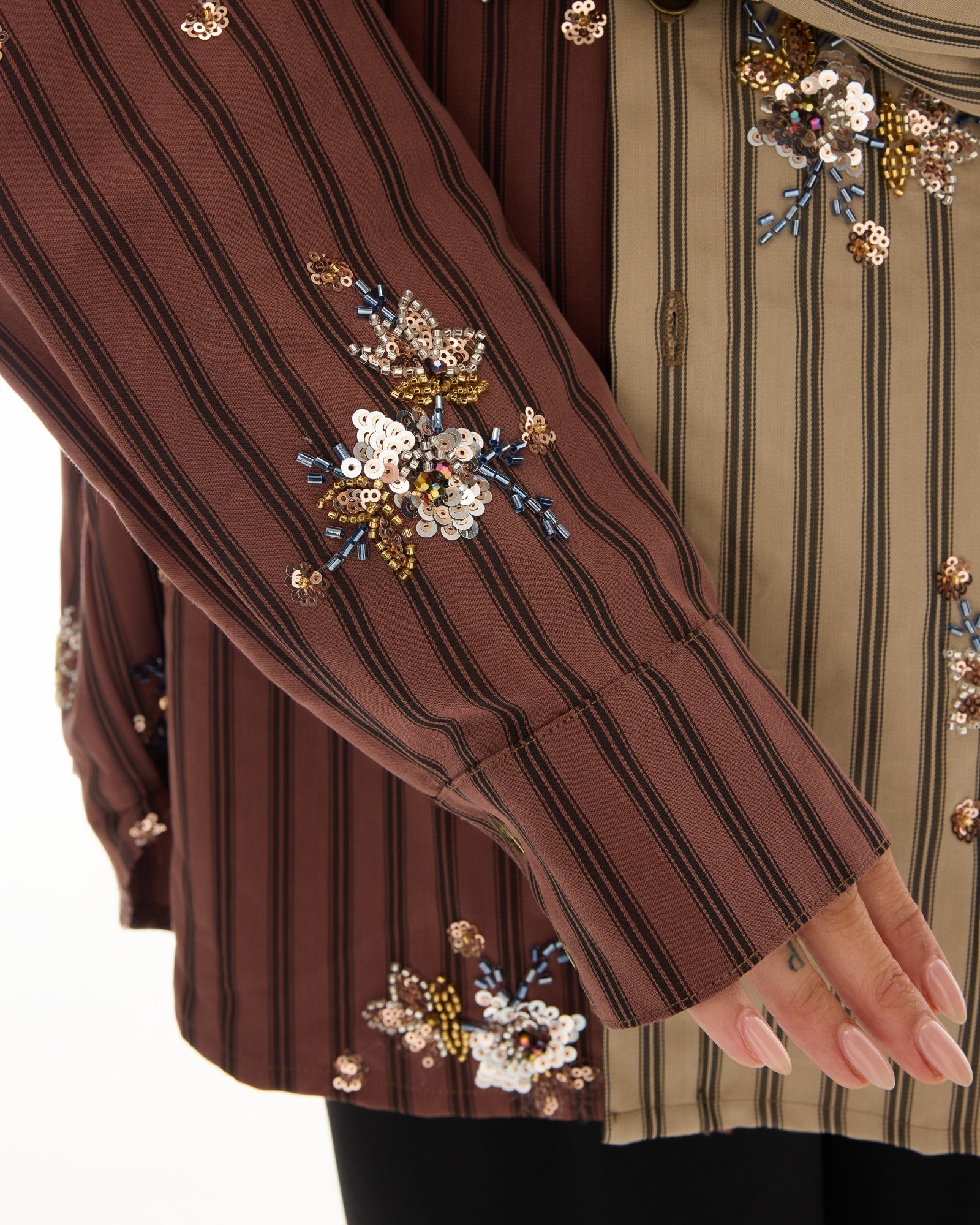 Embellished Half n Half Stripe Shirt by THE TALES - product photo