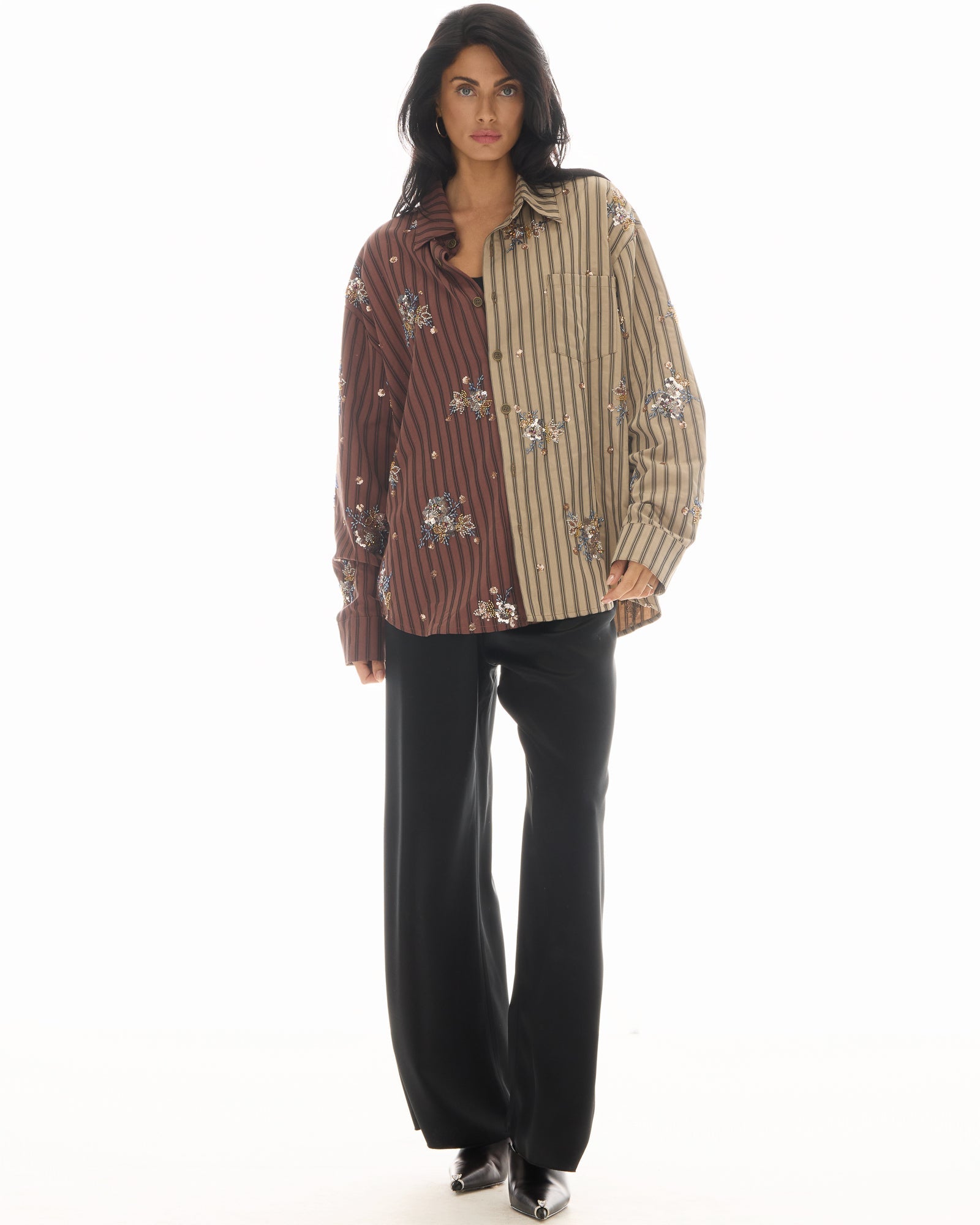 Embellished Half n Half Stripe Shirt by THE TALES - product photo